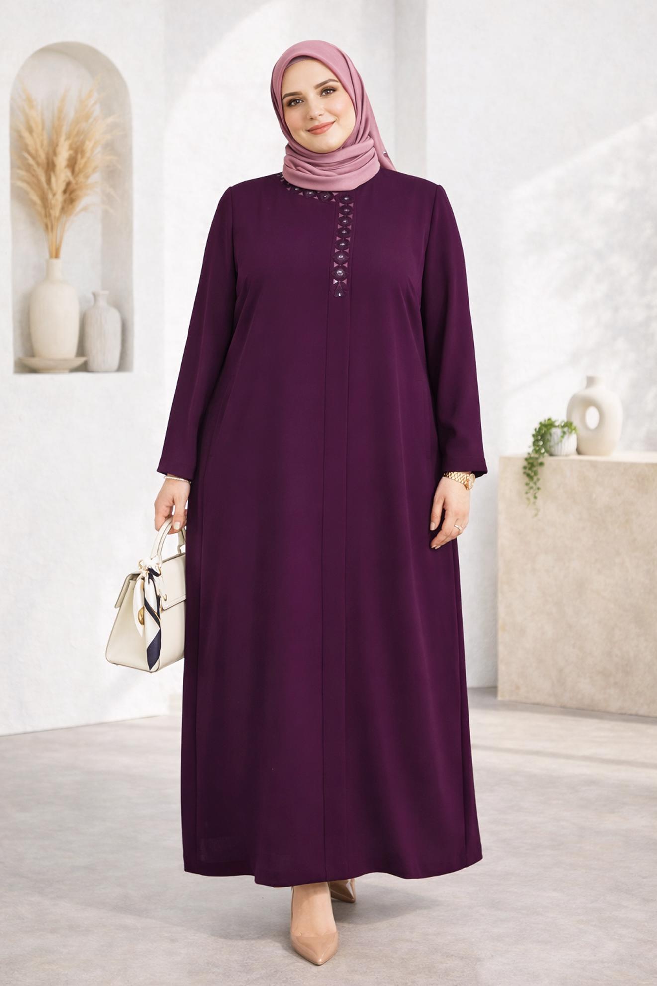 Tesettür giyim MÜRDÜM NAKIŞ DETAYLI PARDESÜ 1469