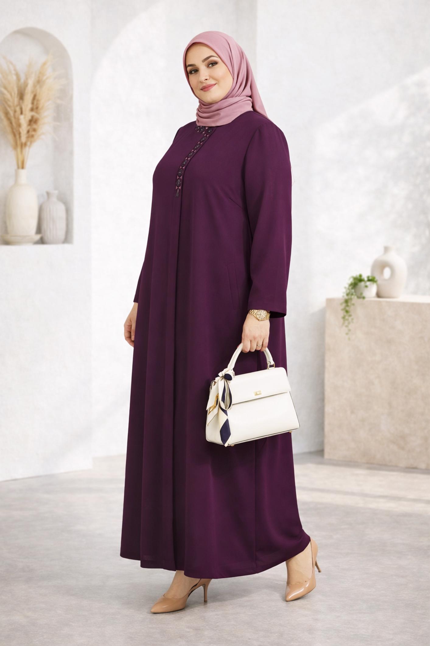 Tesettür giyim MÜRDÜM NAKIŞ DETAYLI PARDESÜ 1469