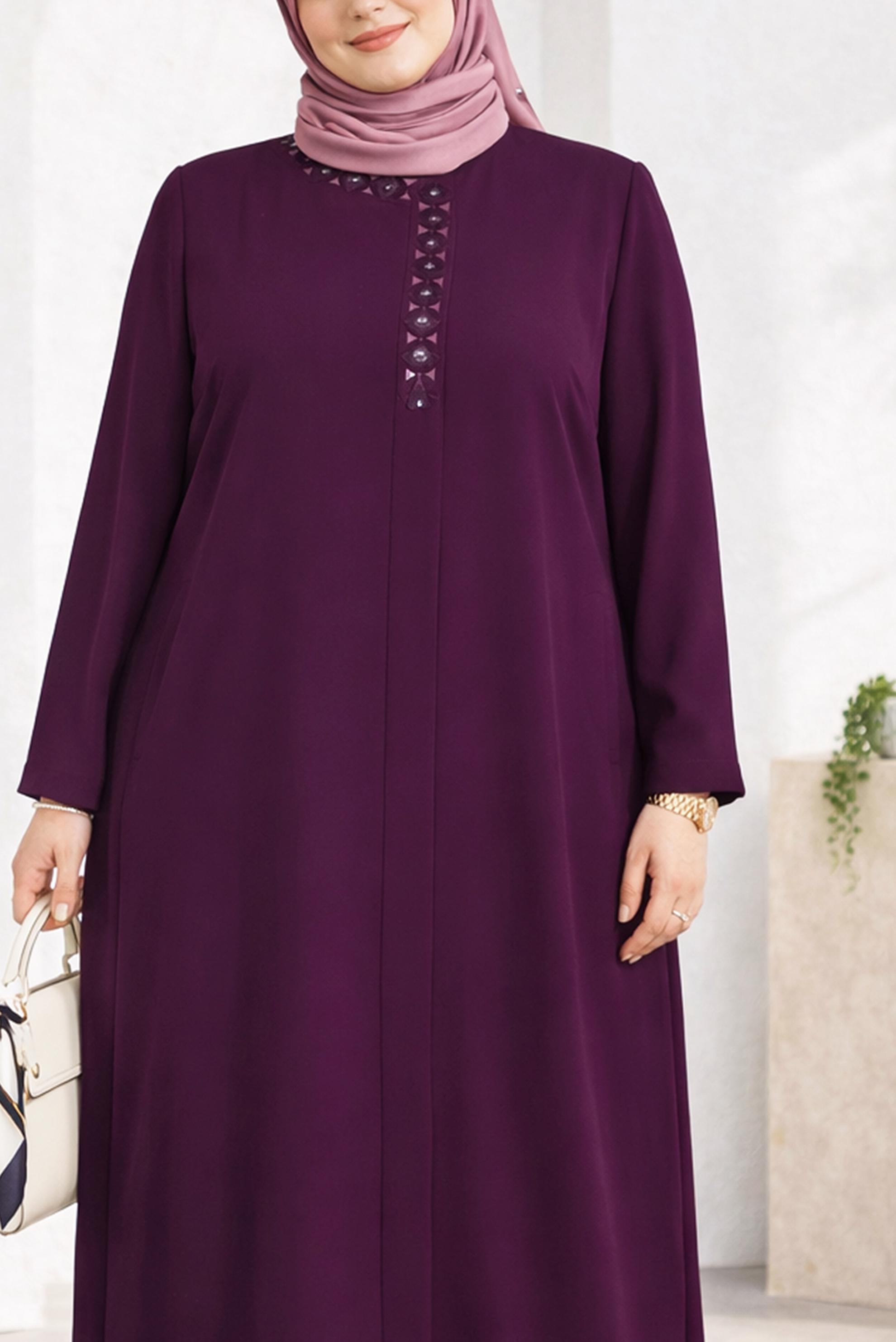 Tesettür giyim MÜRDÜM NAKIŞ DETAYLI PARDESÜ 1469