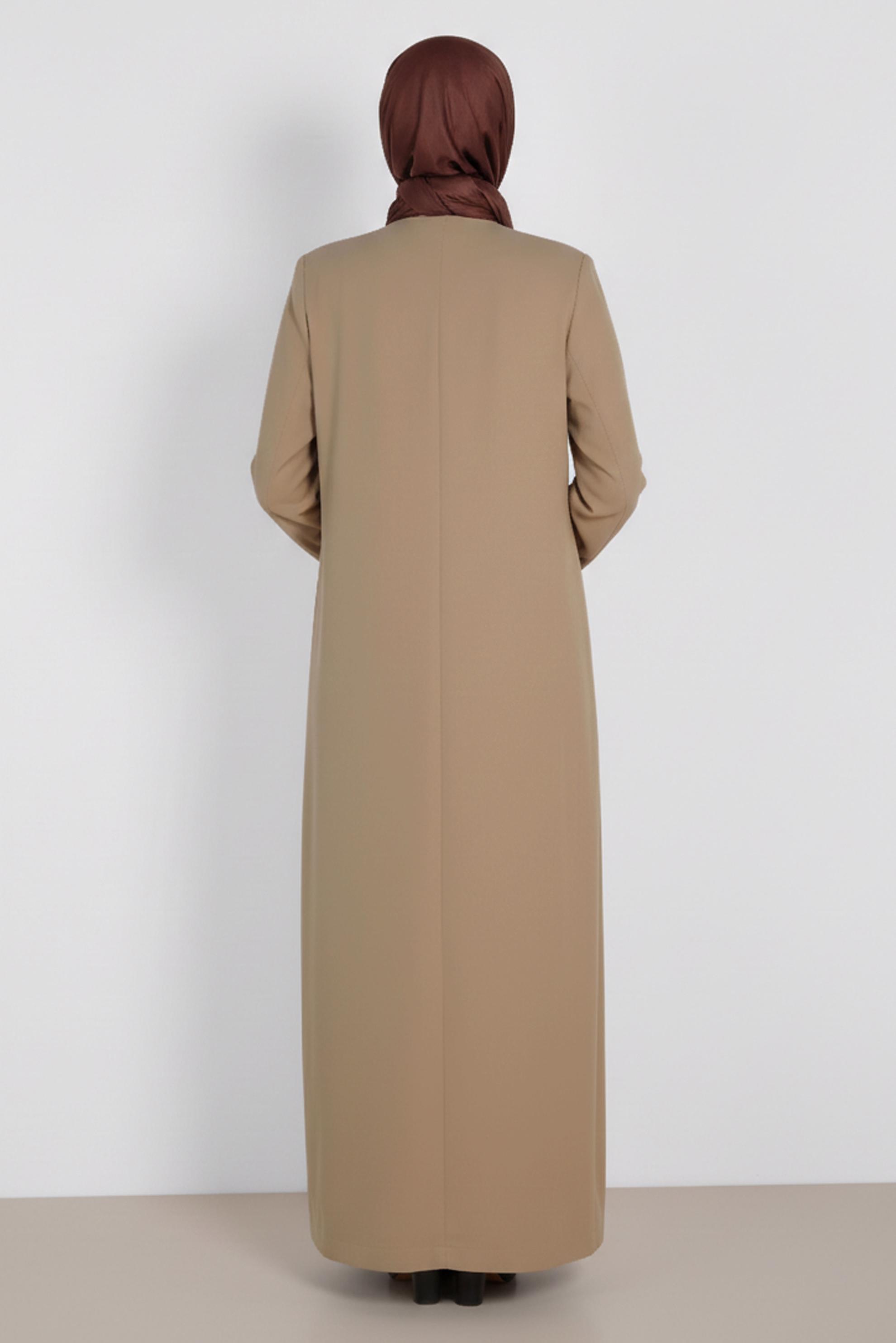 Tesettür giyim KAHVE NAKIŞ DETAYLI PARDESÜ 1469