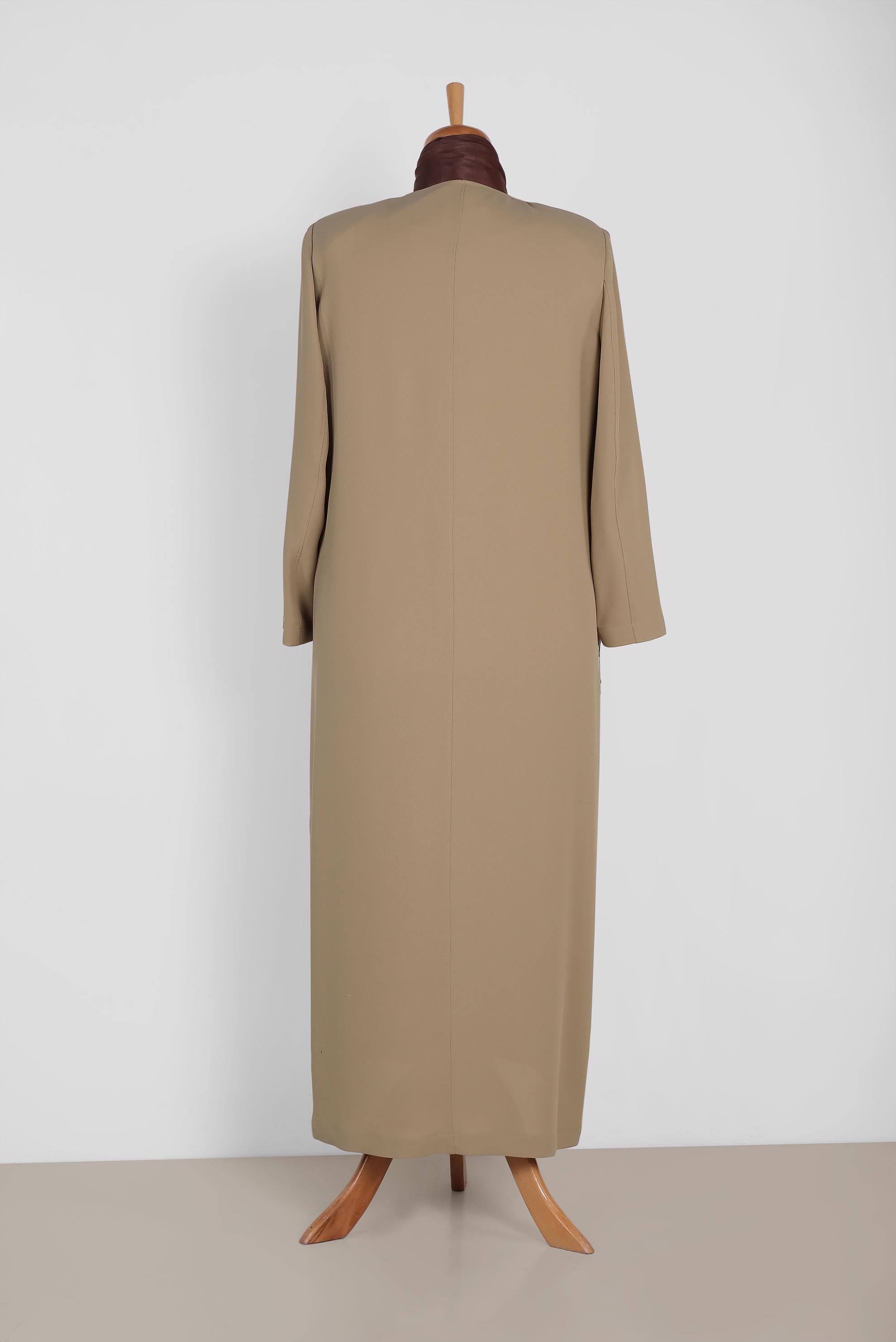 Tesettür giyim KAHVE NAKIŞ DETAYLI PARDESÜ 1469