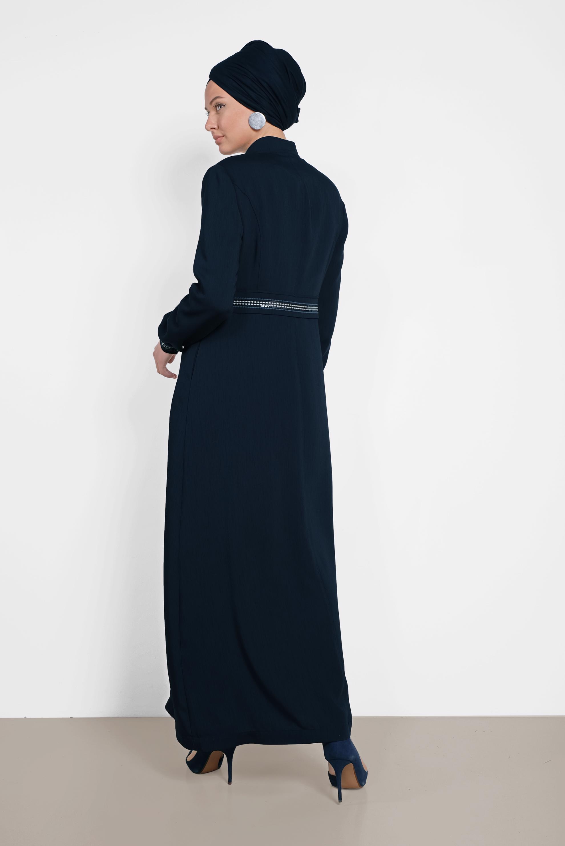 Hijab clothing NAVY BLUE ZIPPERED TOPCOAT 1474