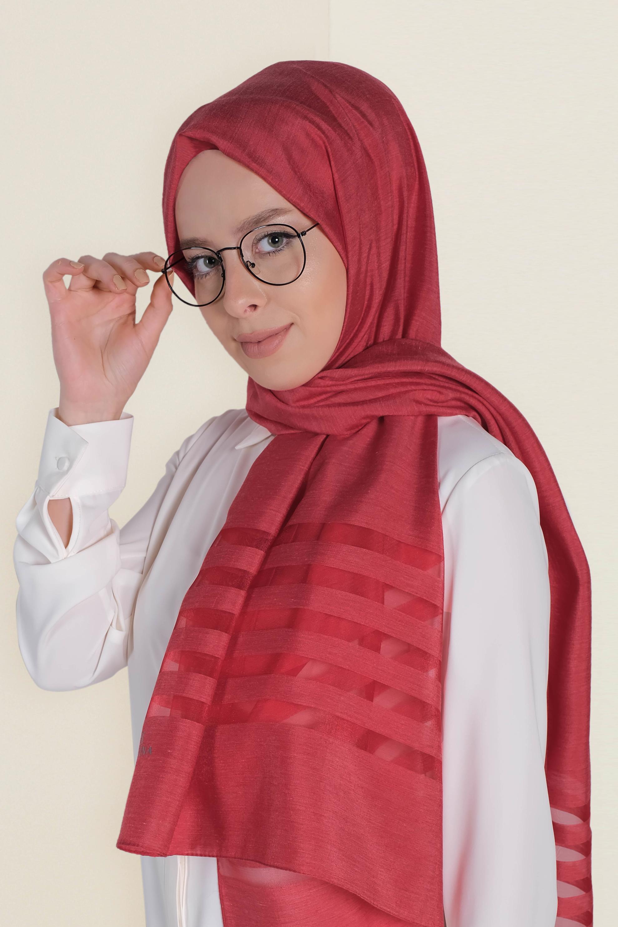 Vêtements hijab ROUGE 9950 ALVİNA TÜLLÜ ABİYE ŞAL
