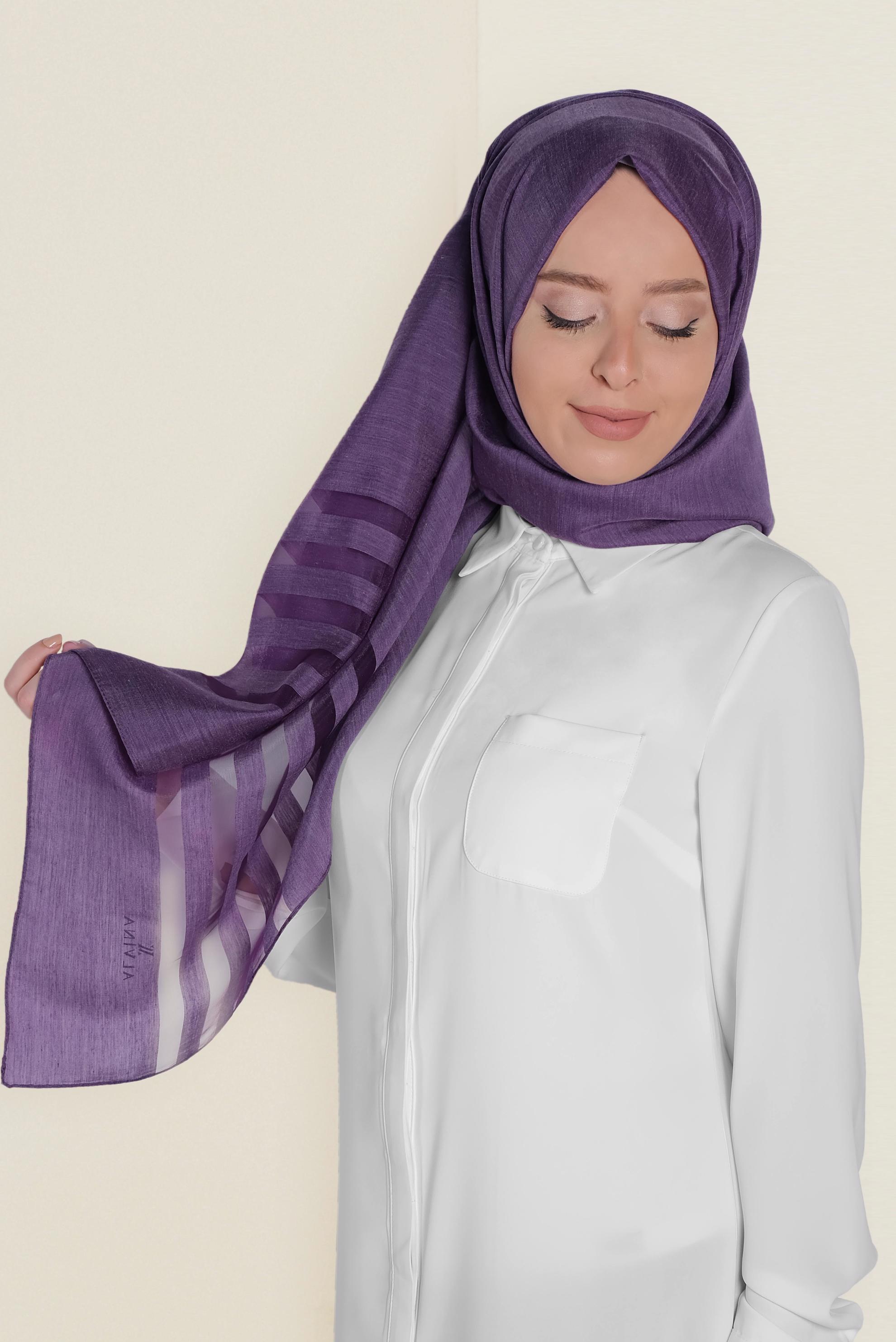 Tesettür giyim MOR 9950 ALVİNA TÜLLÜ ABİYE ŞAL