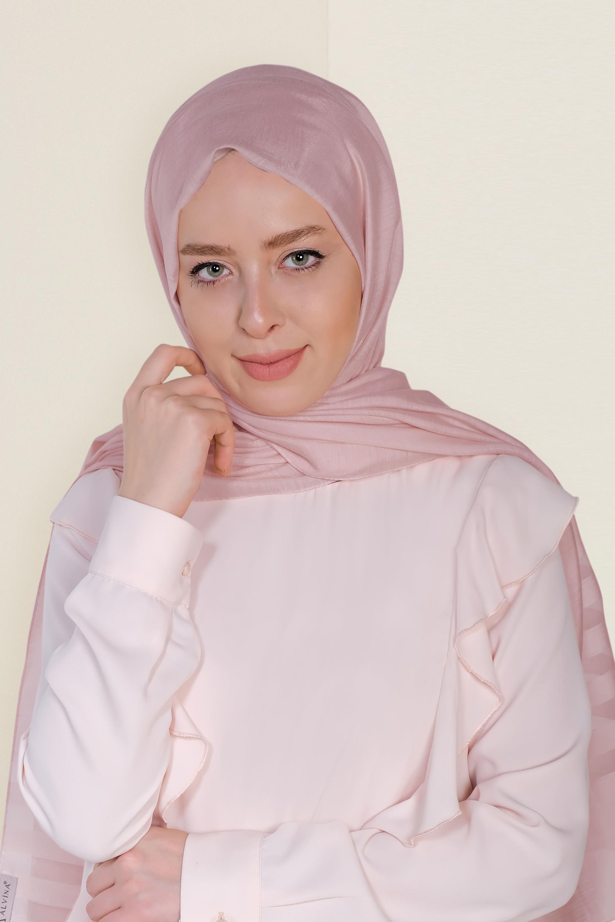 Vêtements hijab POUDRE 9950 ALVİNA TÜLLÜ ABİYE ŞAL