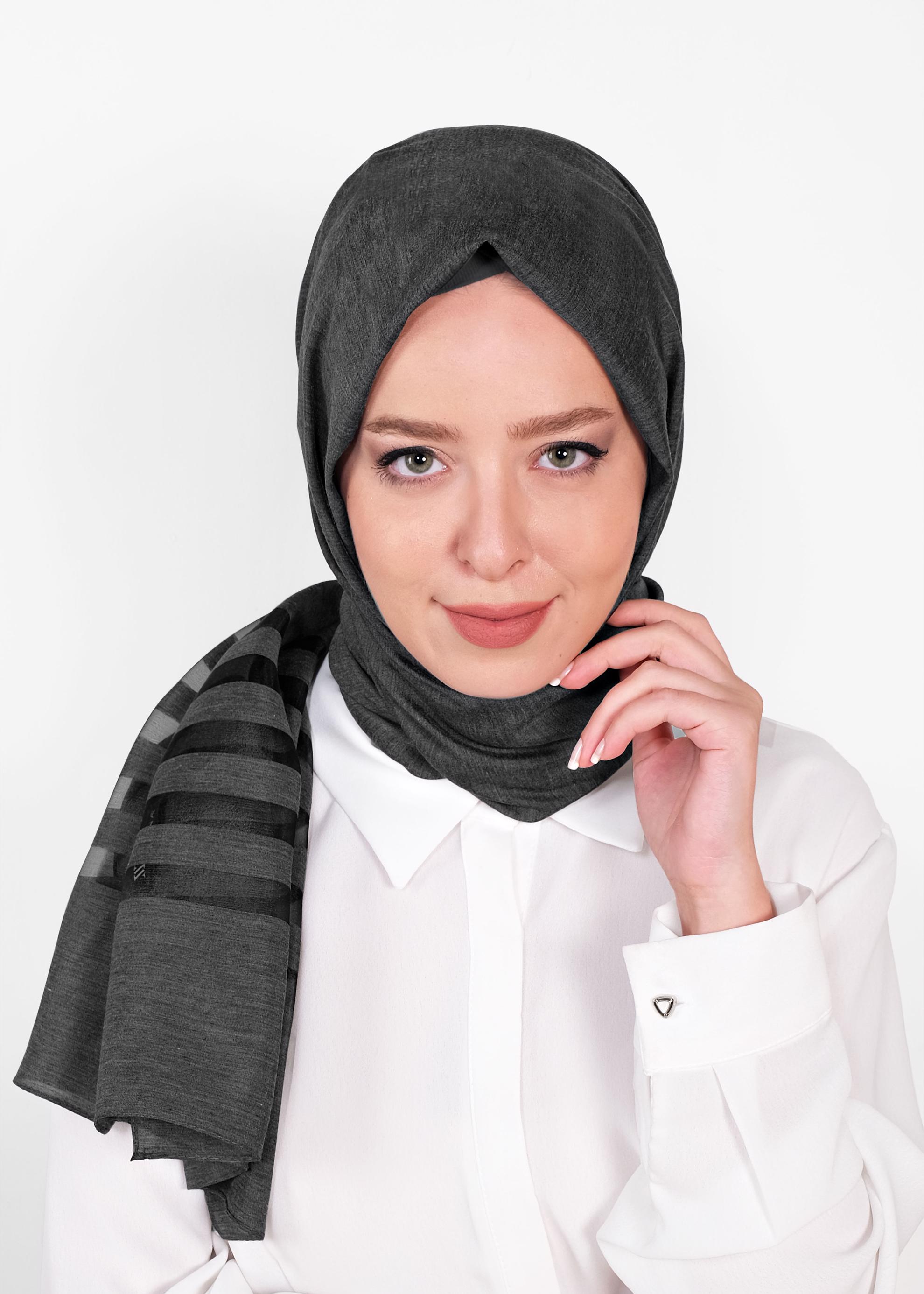 Tesettür giyim SİYAH 9950 ALVİNA TÜLLÜ ABİYE ŞAL