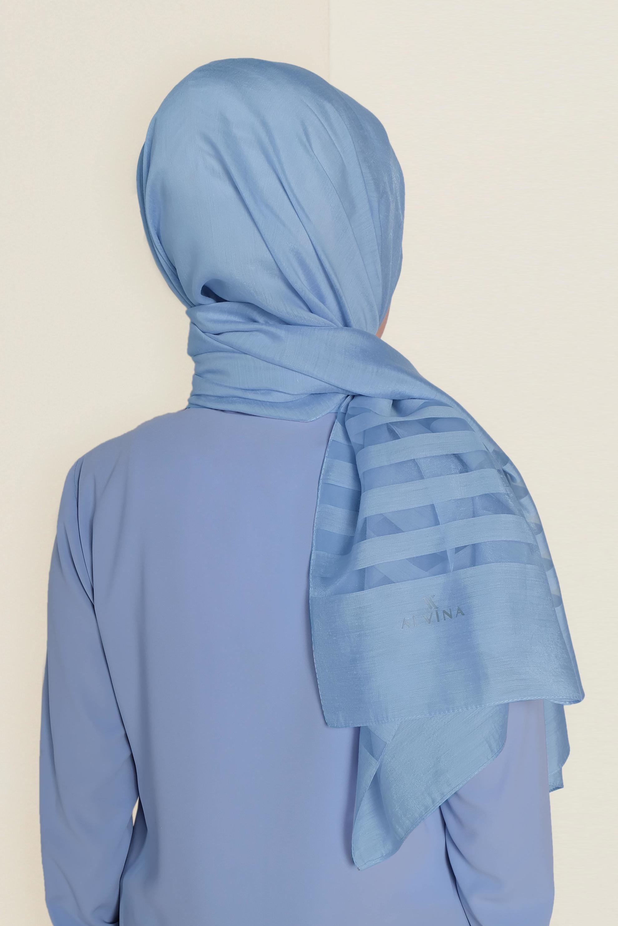Vêtements hijab BLEU 9950 ALVİNA TÜLLÜ ABİYE ŞAL