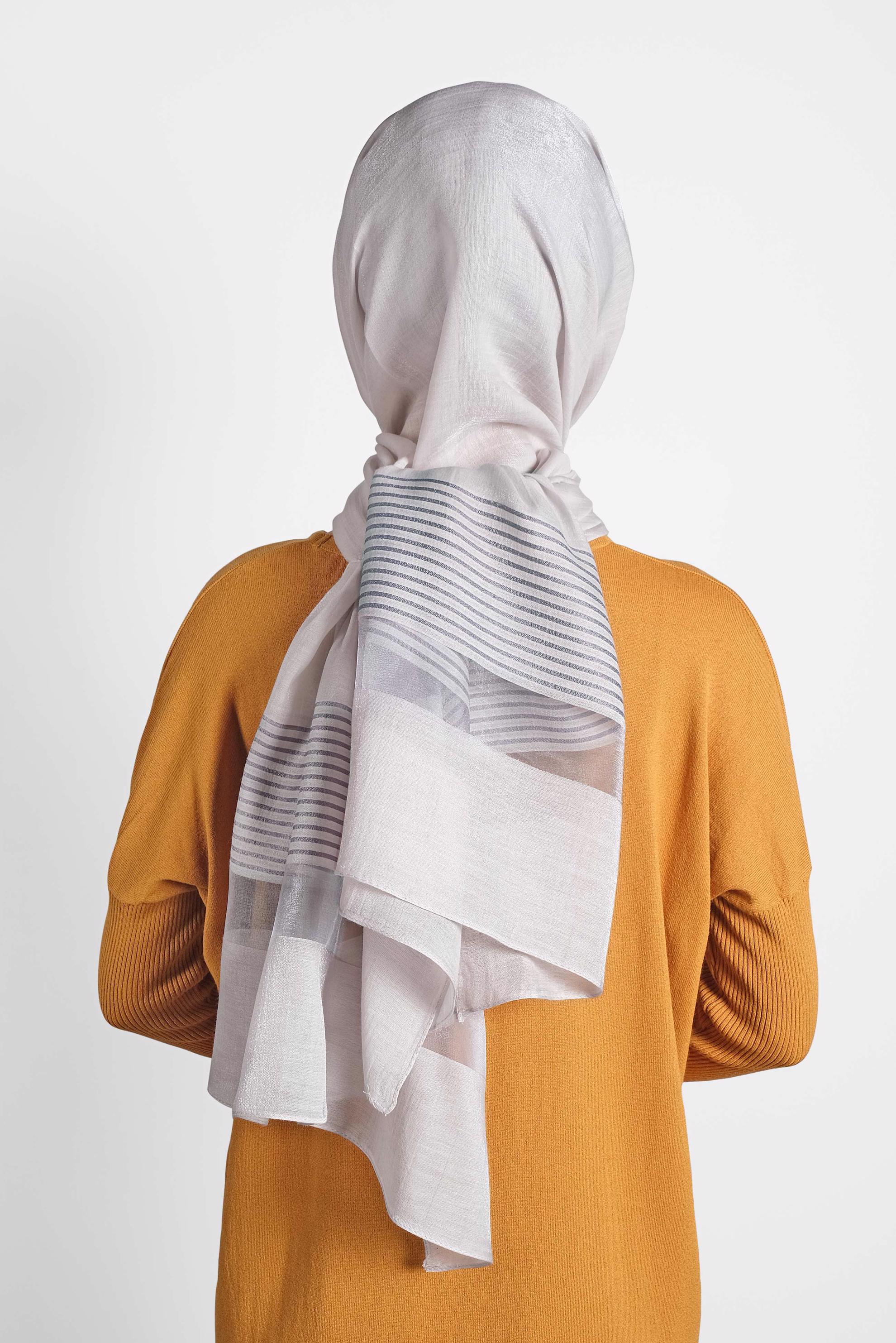 Vêtements hijab ARGENT 9951 ALVİNA TÜL ŞERİTLİ ABİYE ŞAL
