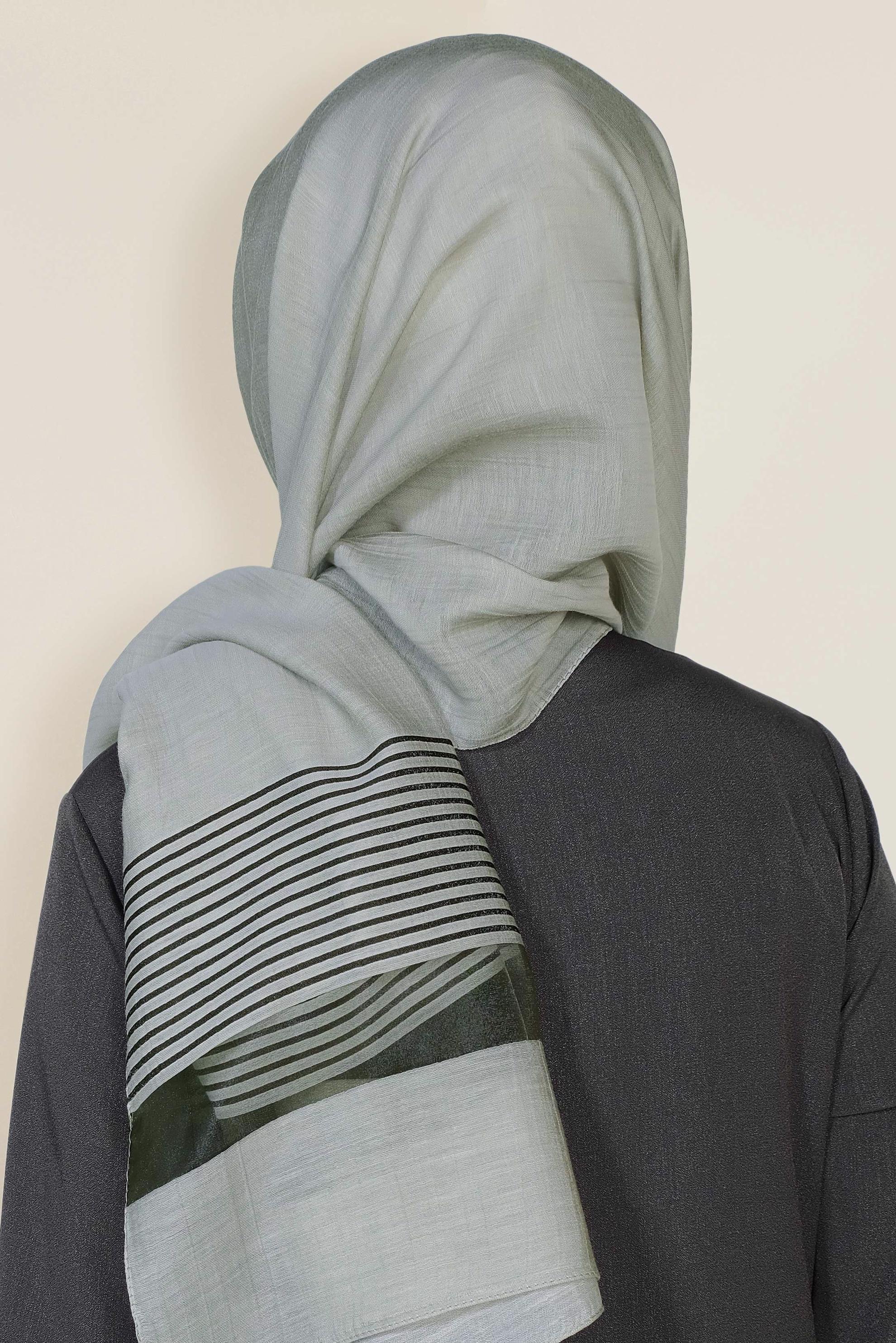 Vêtements hijab KAKI 9951 ALVİNA TÜL ŞERİTLİ ABİYE ŞAL