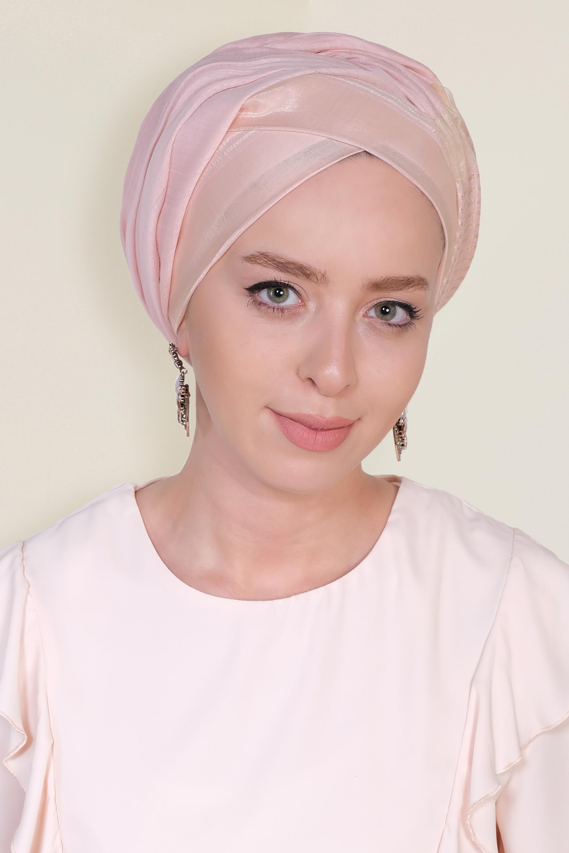 Hijab clothing POWDER 9951 ALVİNA TÜL ŞERİTLİ ABİYE ŞAL