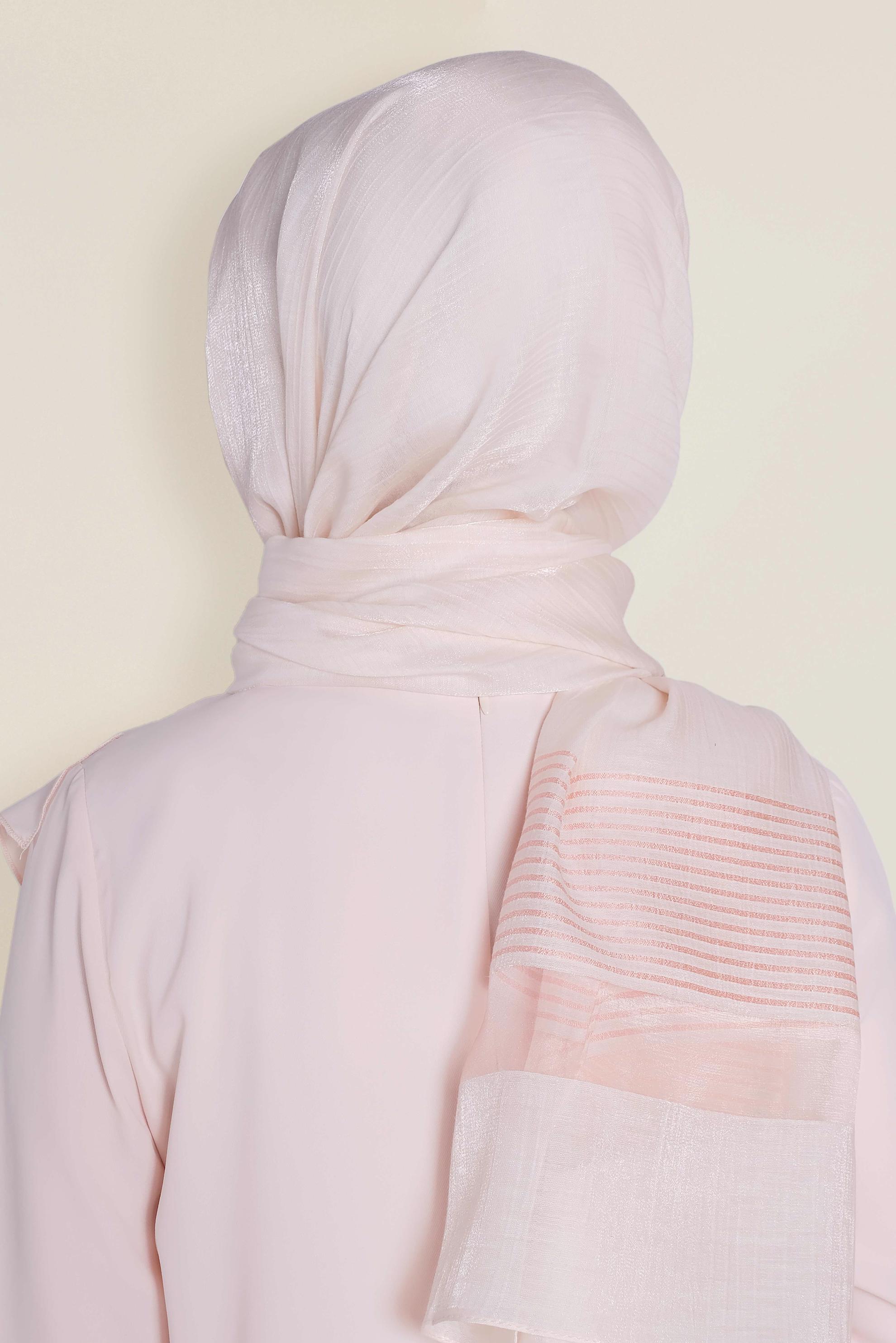 Hijab clothing PINK 9951 ALVİNA TÜL ŞERİTLİ ABİYE ŞAL