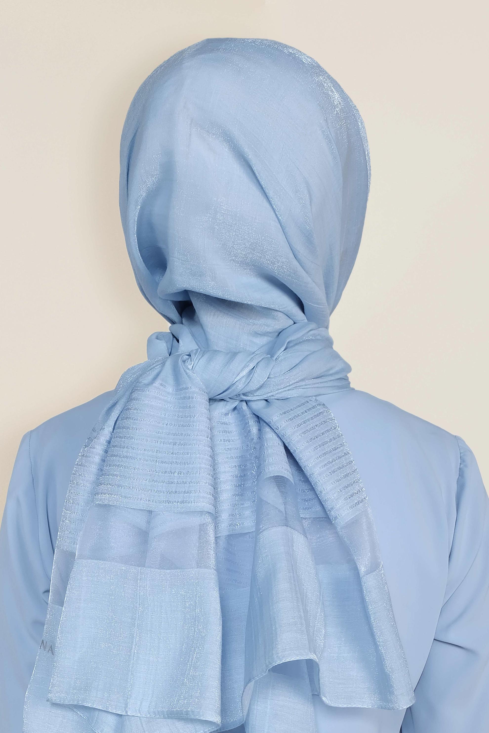 Hijab clothing BLUE 9951 ALVİNA TÜL ŞERİTLİ ABİYE ŞAL