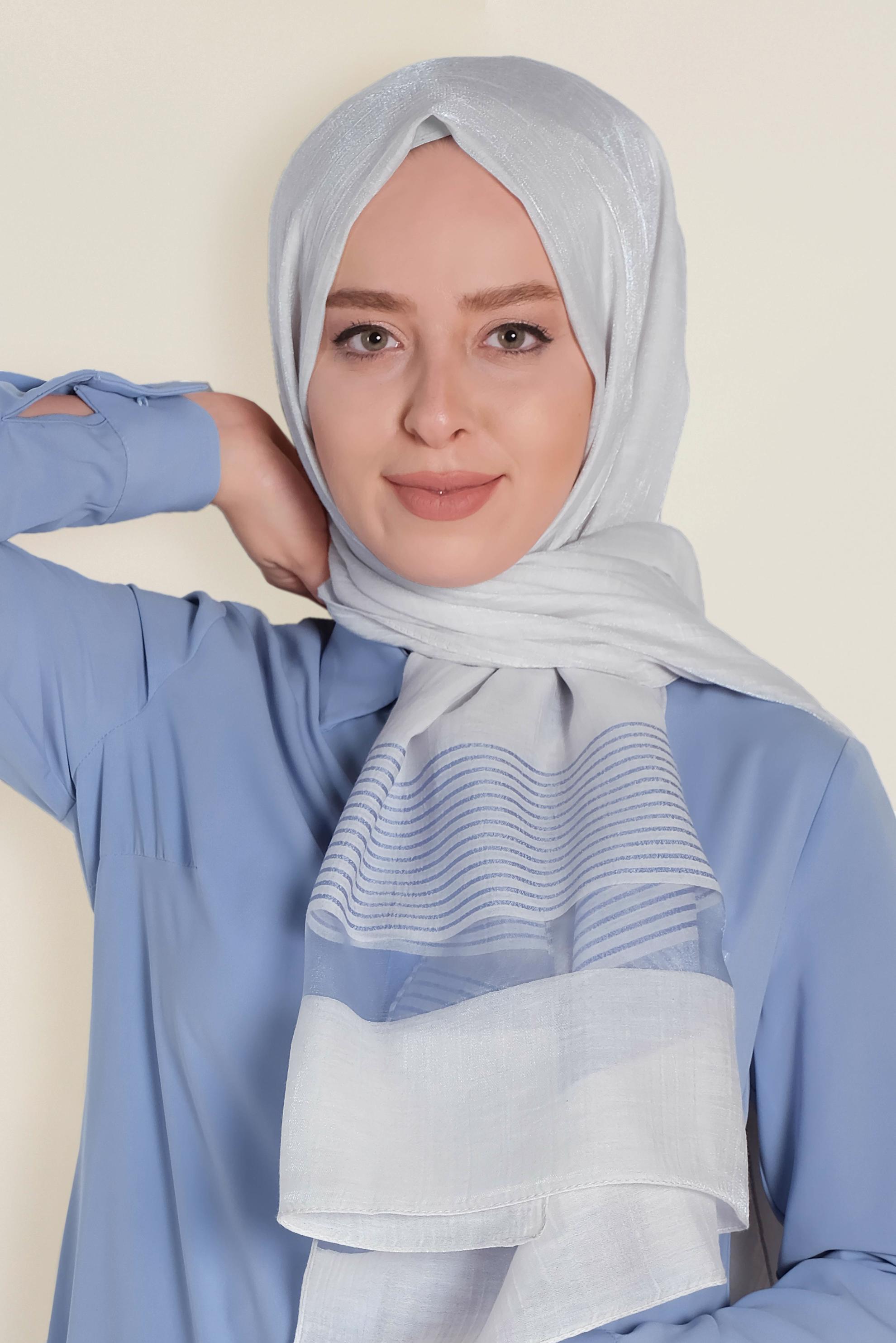 Vêtements hijab ÉCRUE 9951 ALVİNA TÜL ŞERİTLİ ABİYE ŞAL
