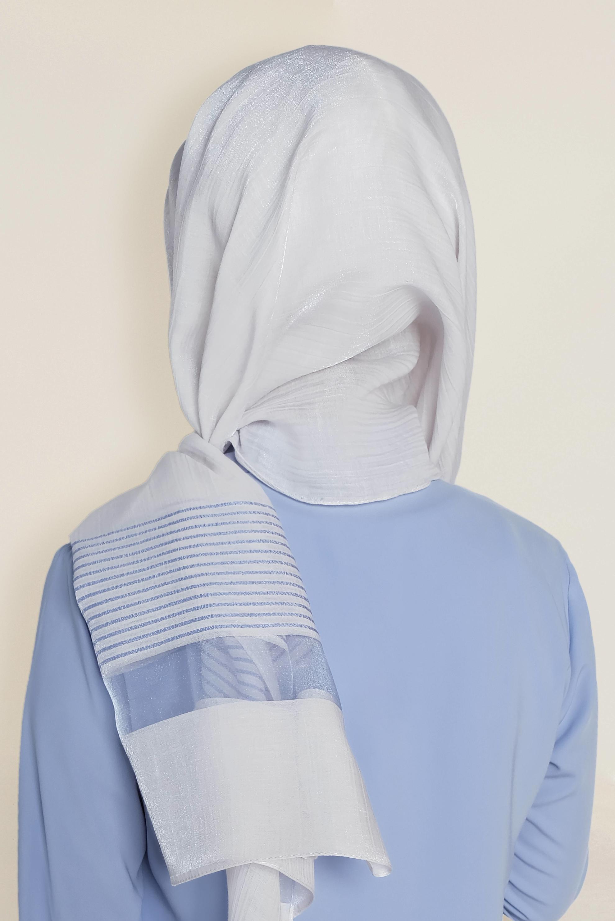 Vêtements hijab ÉCRUE 9951 ALVİNA TÜL ŞERİTLİ ABİYE ŞAL