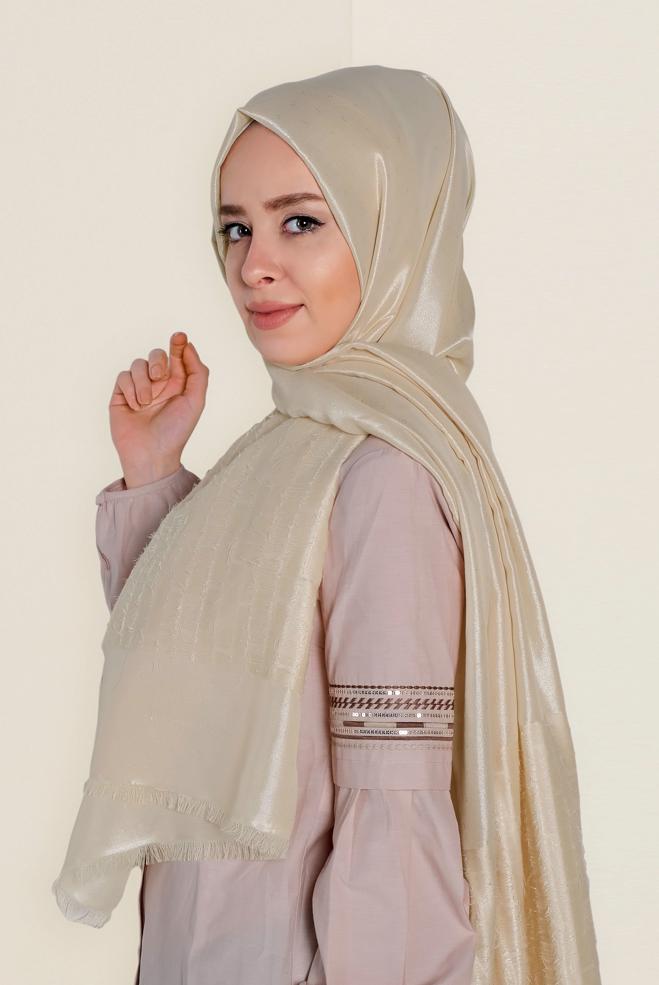 Hijab clothing BEIGE 9953 ALVİNA TÜYLÜ ABİYE ŞAL - ALVİNA