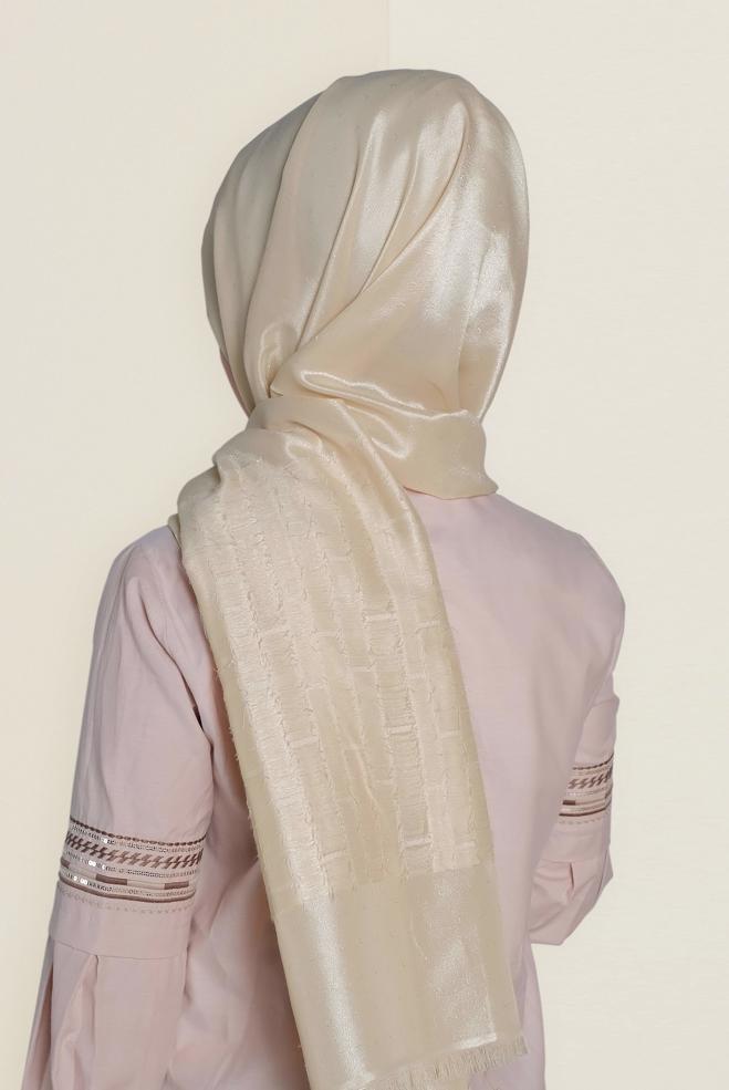 Hijab clothing BEIGE 9953 ALVİNA TÜYLÜ ABİYE ŞAL - ALVİNA