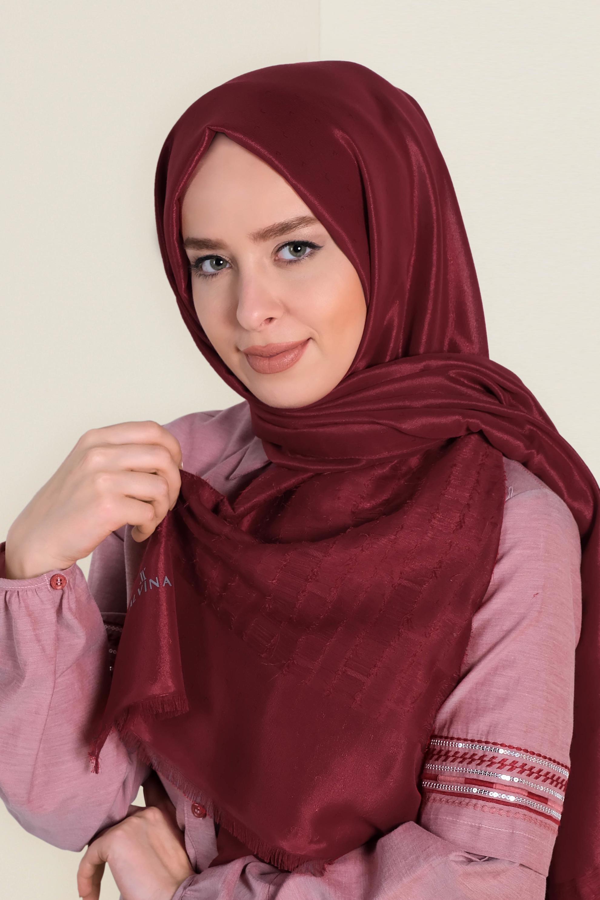 Vêtements hijab ROUGE BORDEAUX 9953 ALVİNA TÜYLÜ ABİYE ŞAL