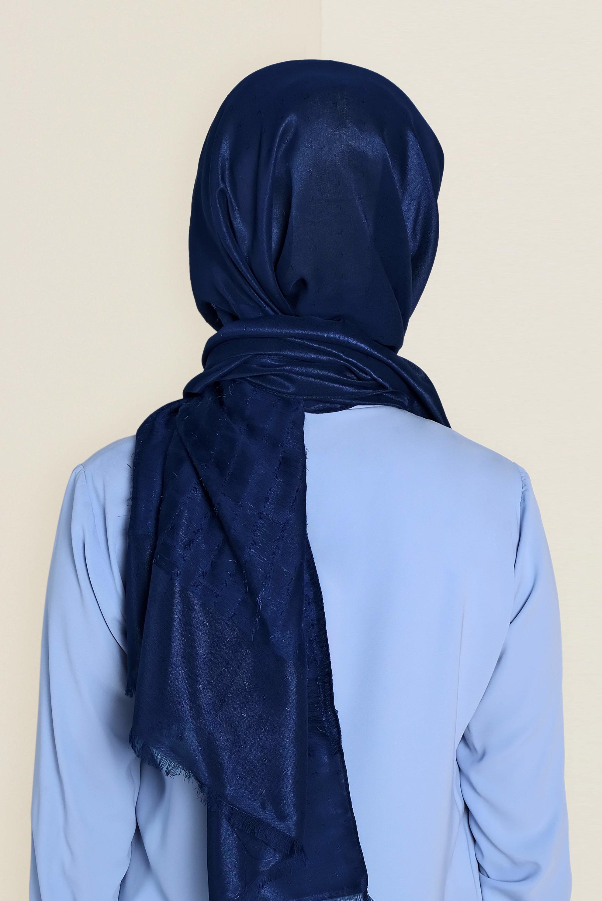 Hijab clothing NAVY BLUE 9953 ALVİNA TÜYLÜ ABİYE ŞAL