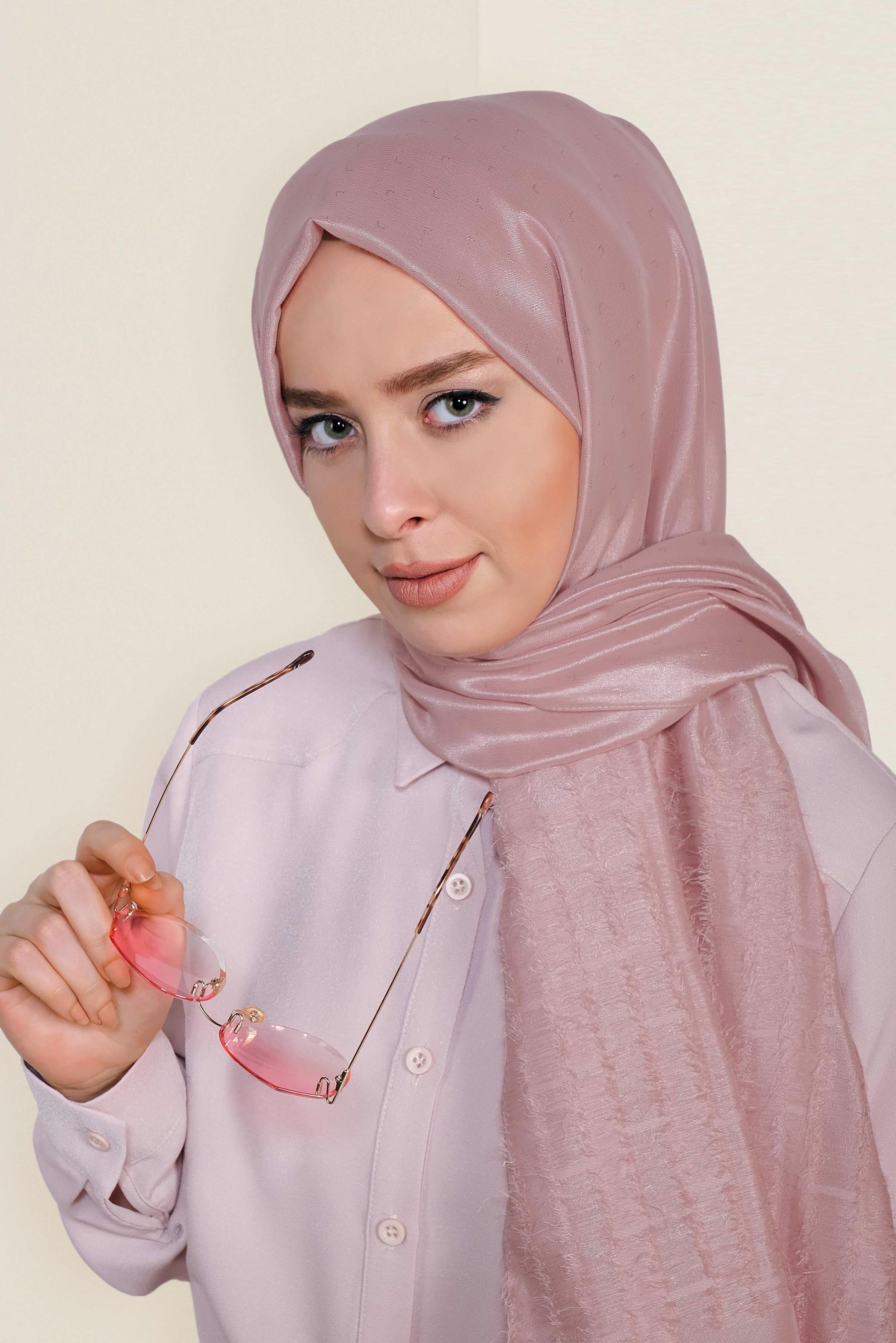 Vêtements hijab POUDRE 9953 ALVİNA TÜYLÜ ABİYE ŞAL