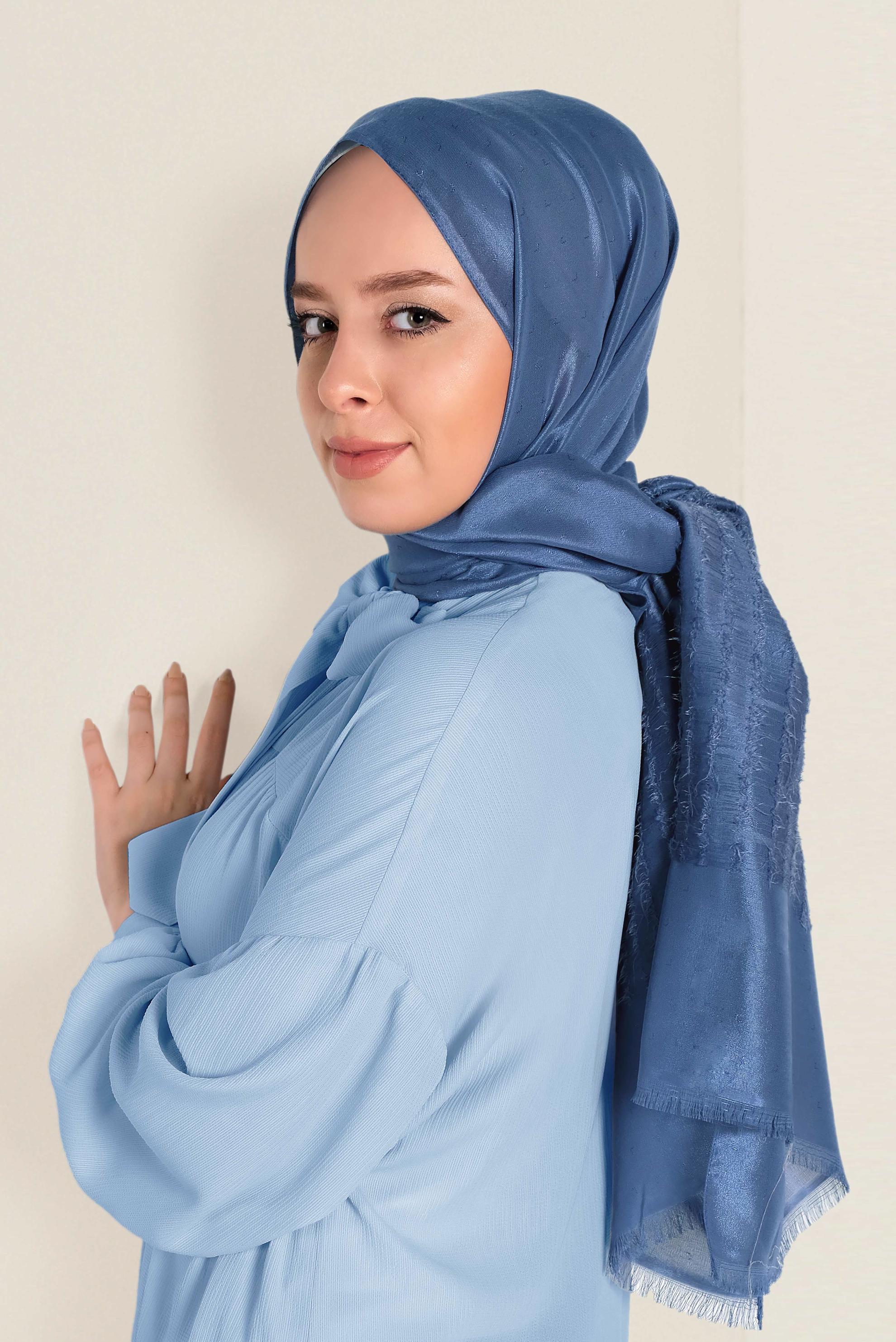 Hijab clothing NAVY BLUE 9953 ALVİNA TÜYLÜ ABİYE ŞAL