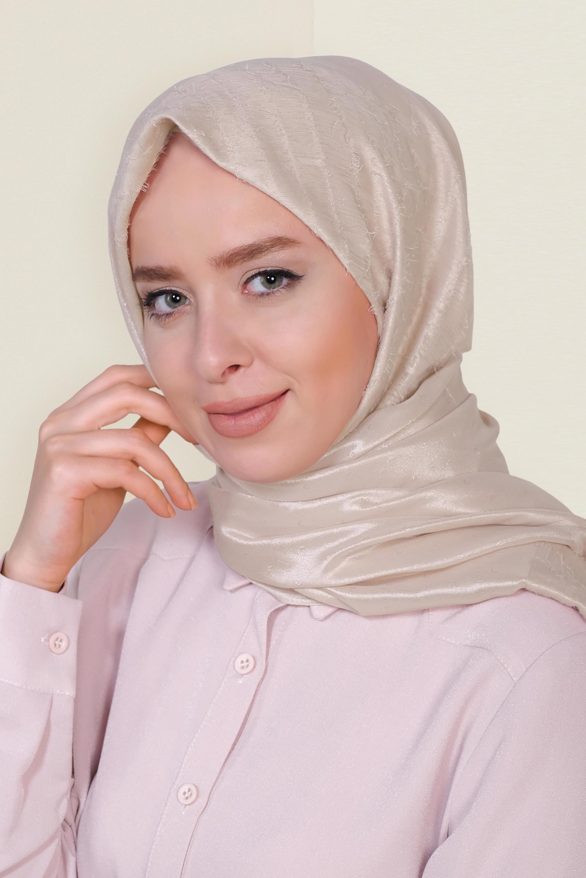 Vêtements hijab BEIGE 9953 ALVİNA TÜYLÜ ABİYE ŞAL