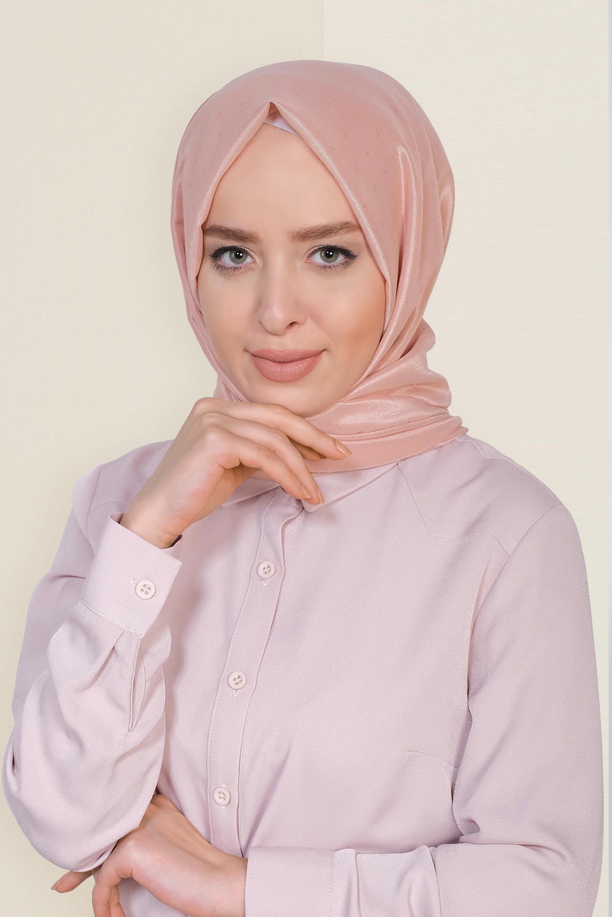 Vêtements hijab POUDRE 9953 ALVİNA TÜYLÜ ABİYE ŞAL