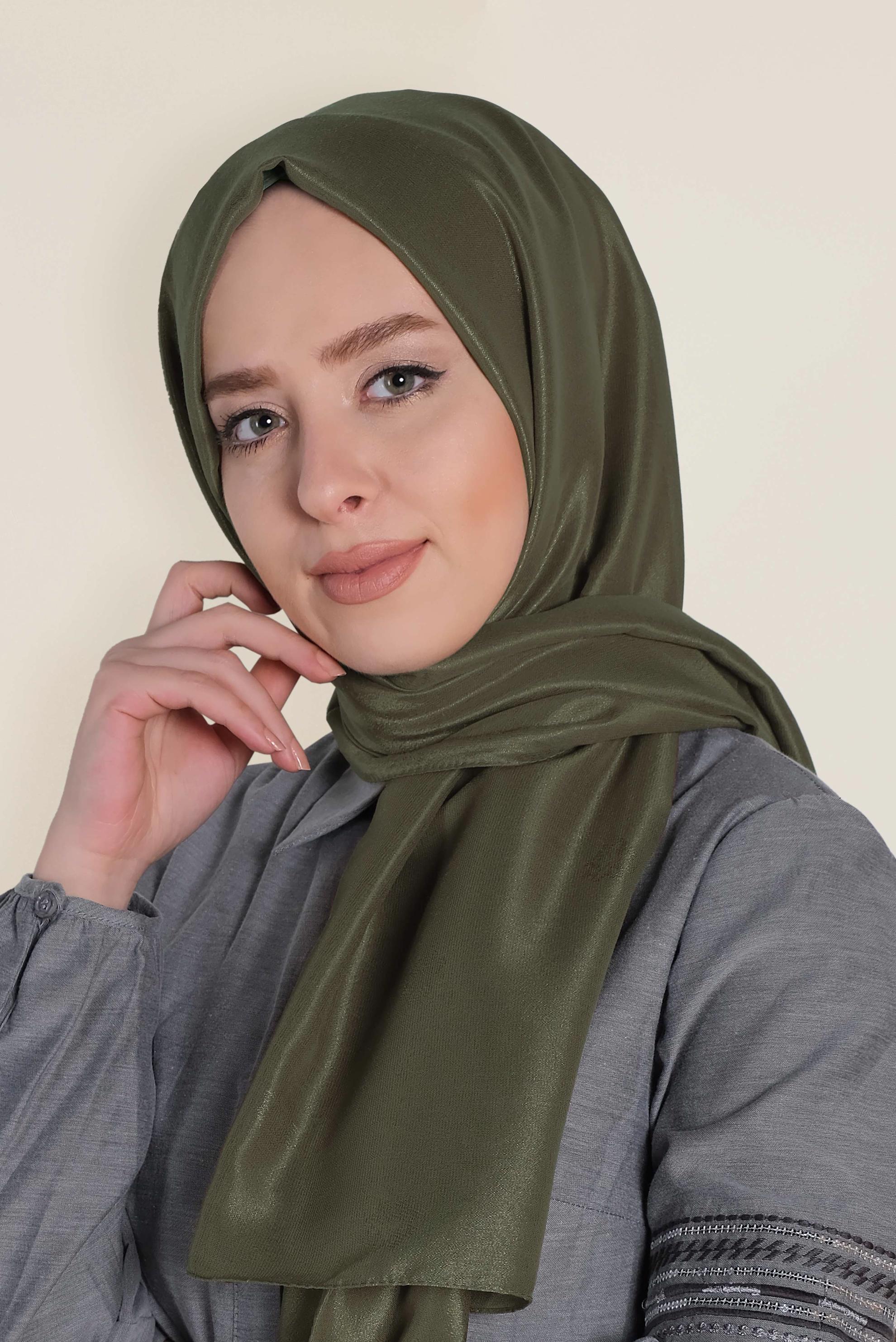 Tesettür giyim HAKİ 9954 ALVİNA GÖLGE DESEN ŞAL