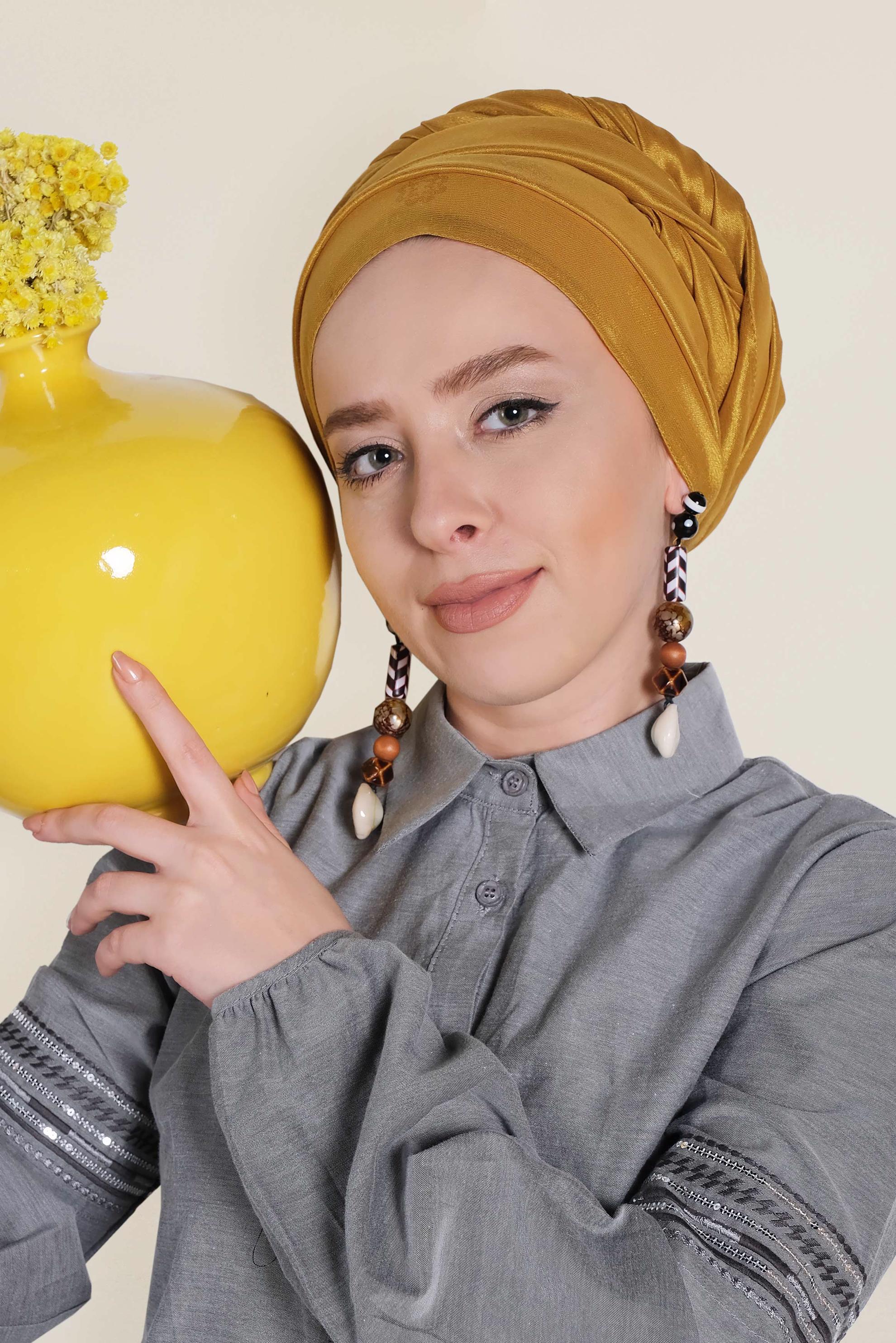 Tesettür giyim SARI 9954 ALVİNA GÖLGE DESEN ŞAL