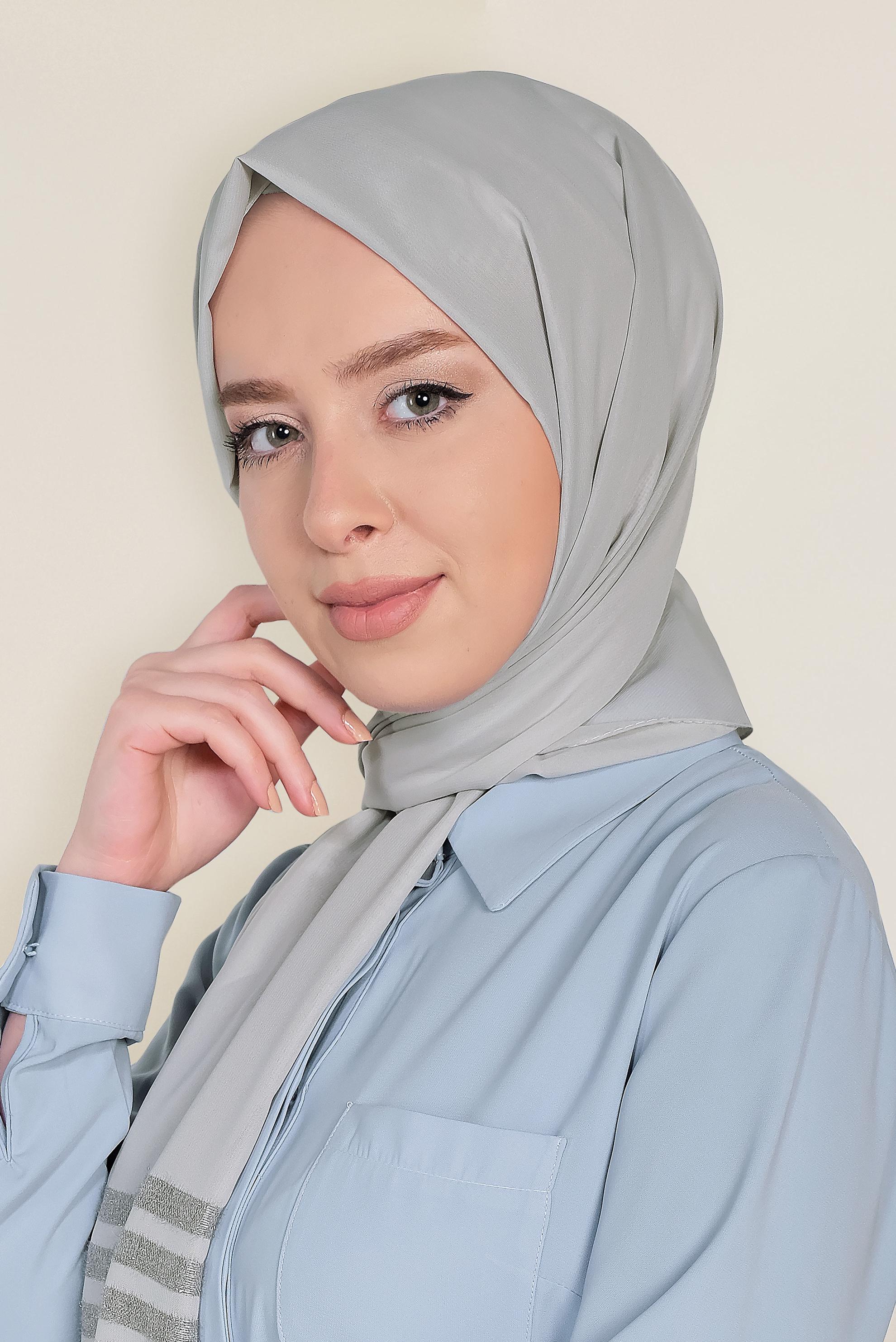 Tesettür giyim GÜMÜŞ 9955 ALVİNA SİM ŞERİT ŞAL