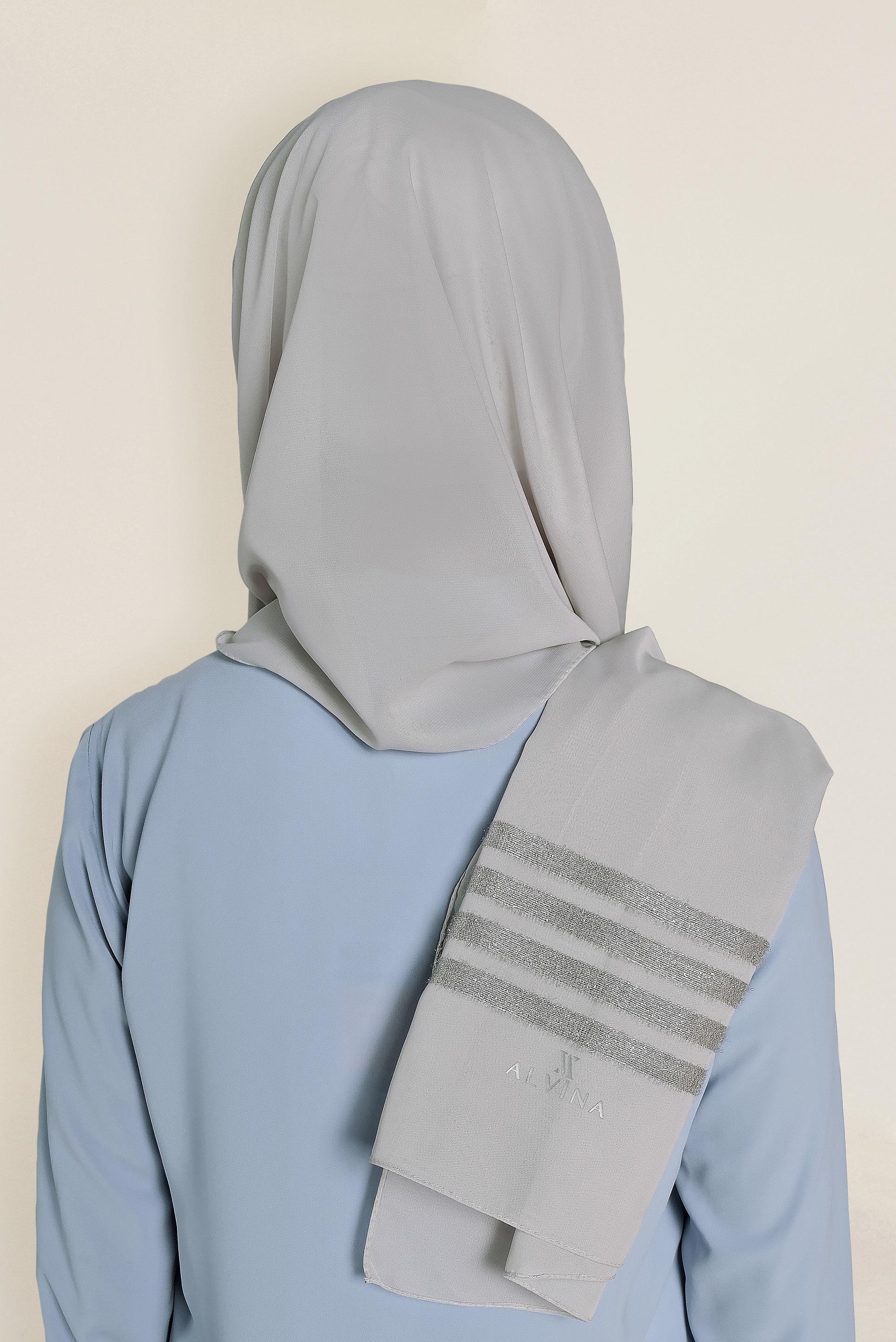 Tesettür giyim GÜMÜŞ 9955 ALVİNA SİM ŞERİT ŞAL