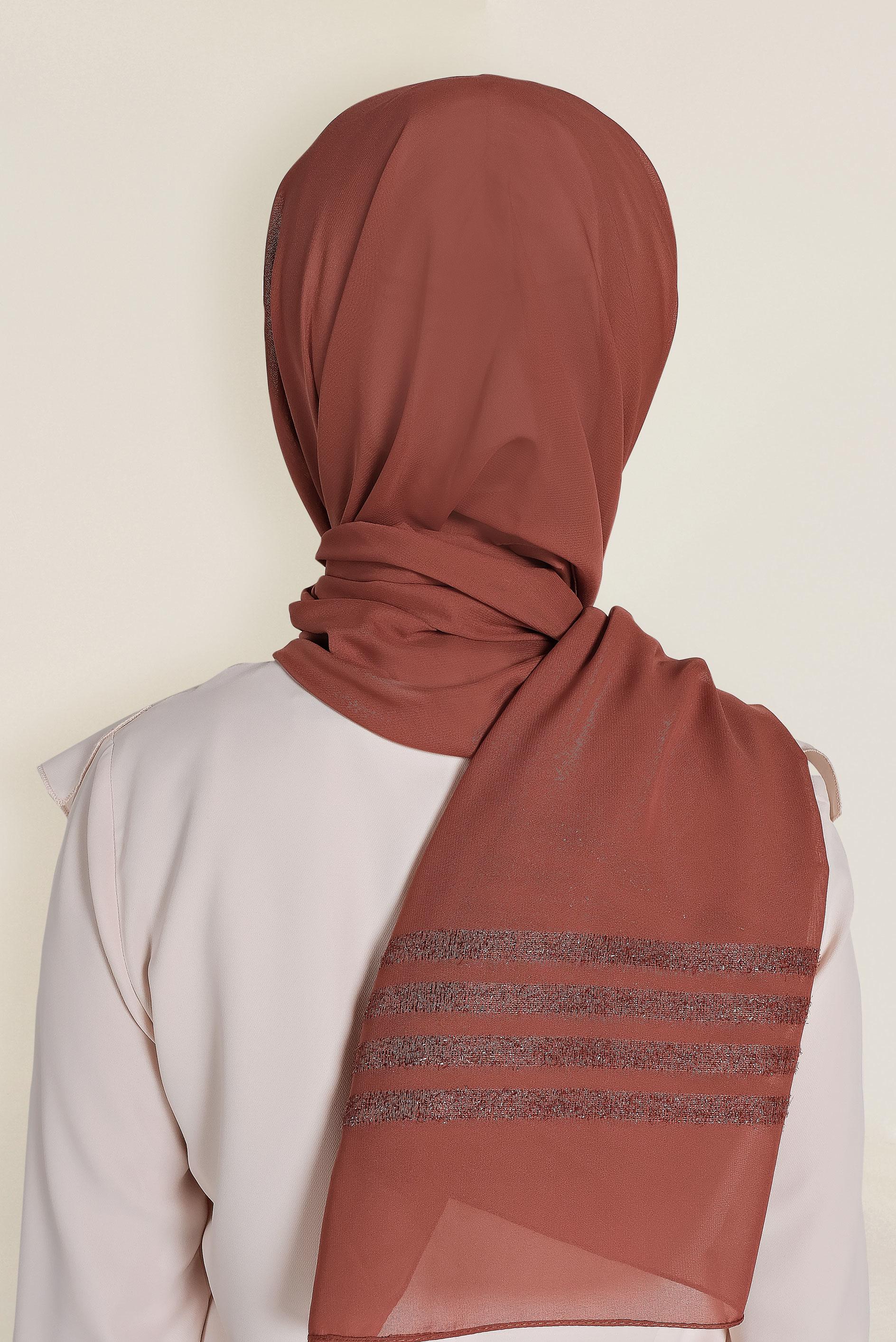 Tesettür giyim TURUNCU 9955 ALVİNA SİM ŞERİT ŞAL