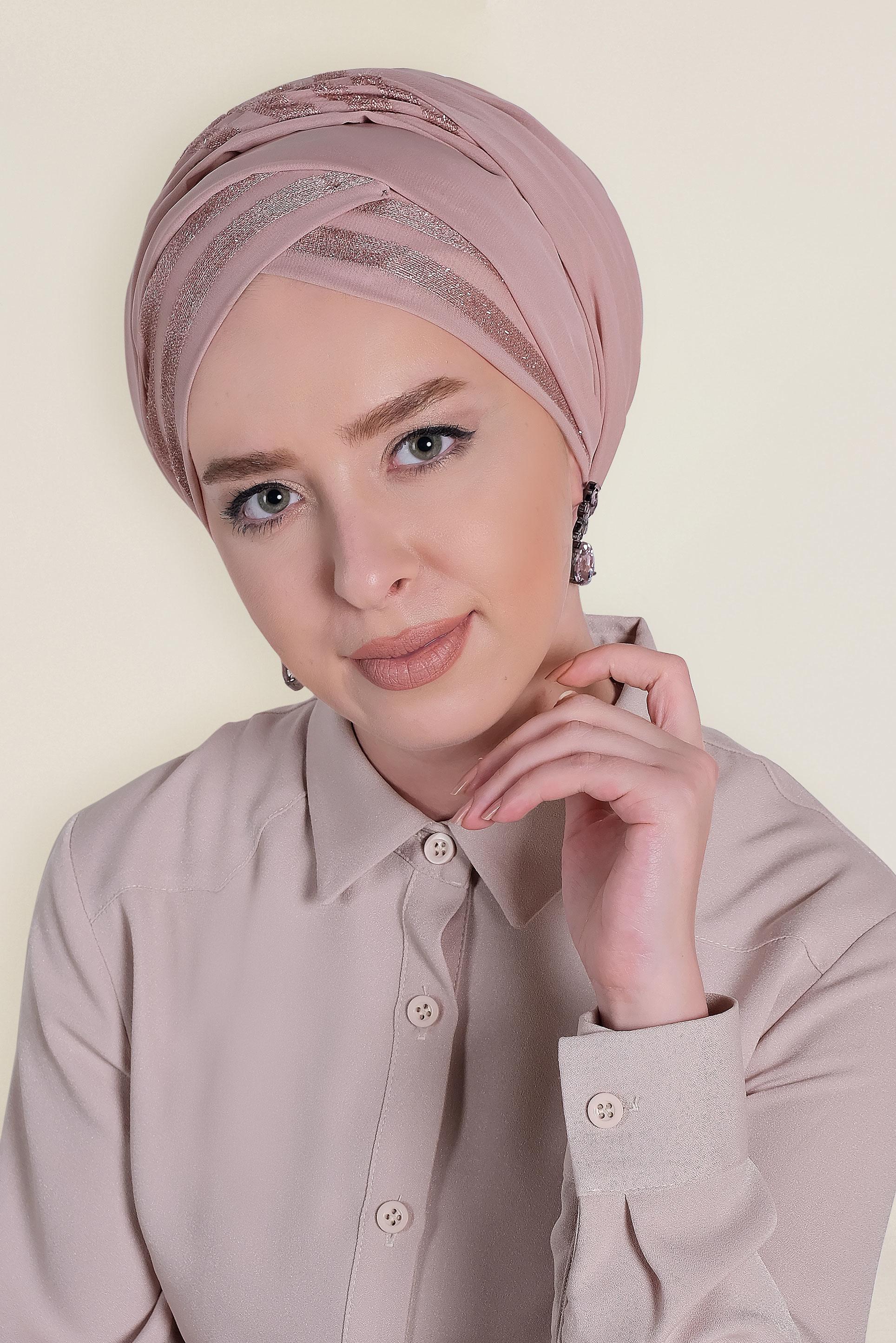 Tesettür giyim PUDRA 9955 ALVİNA SİM ŞERİT ŞAL