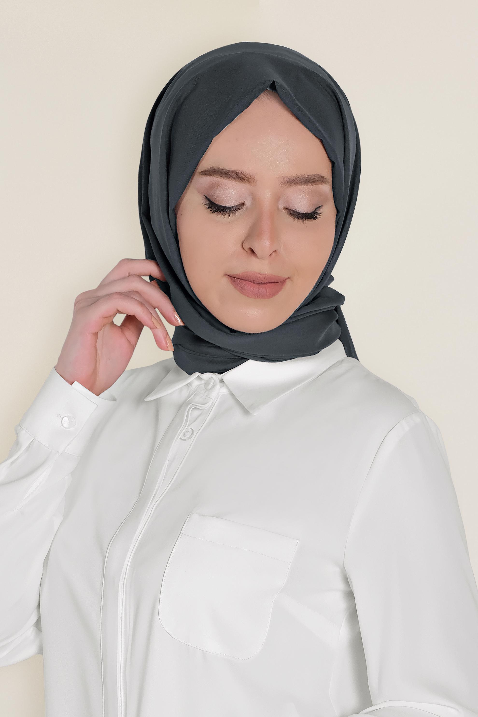 Tesettür giyim GRİ 9955 ALVİNA SİM ŞERİT ŞAL