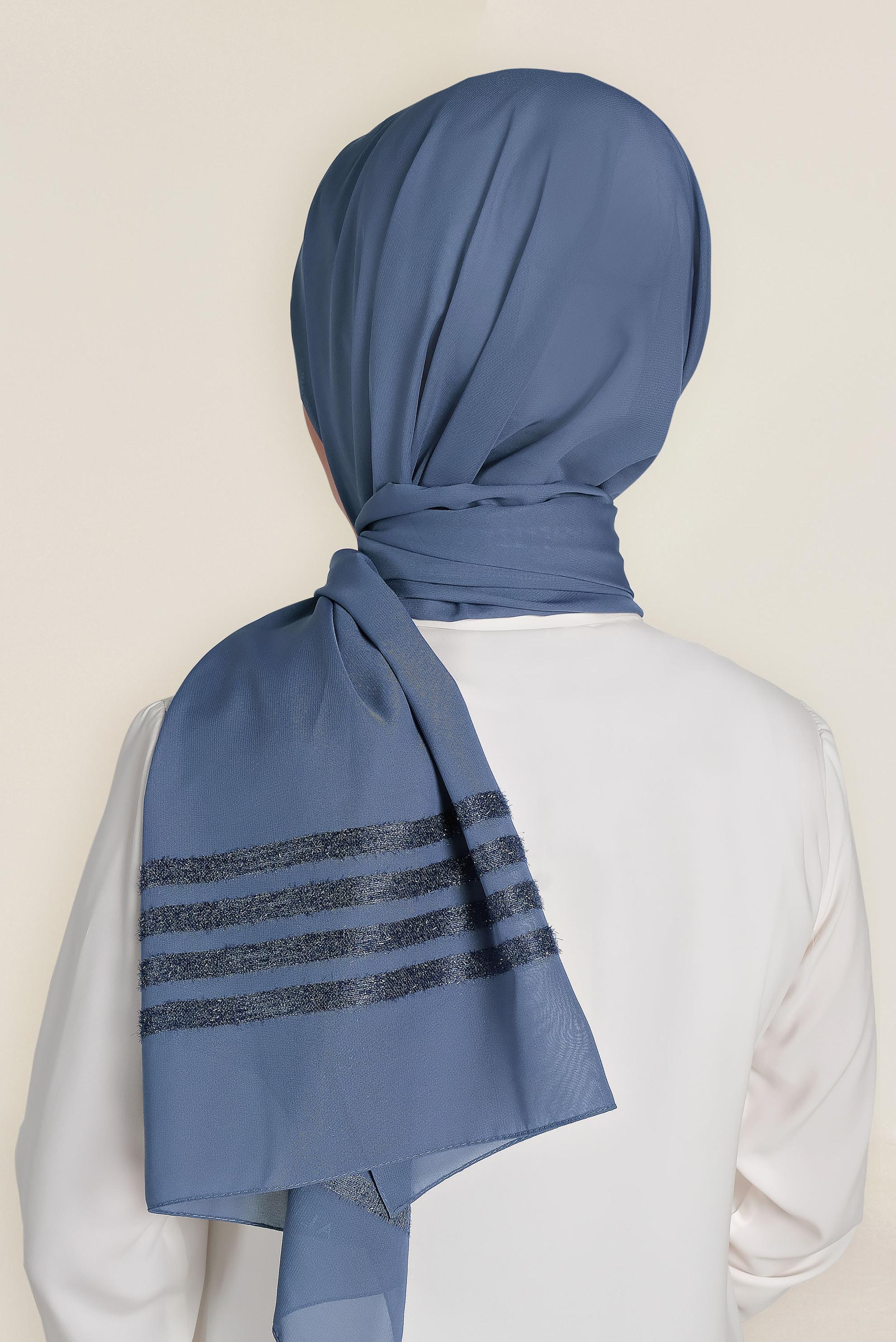 Tesettür giyim LACİVERT 9955 ALVİNA SİM ŞERİT ŞAL