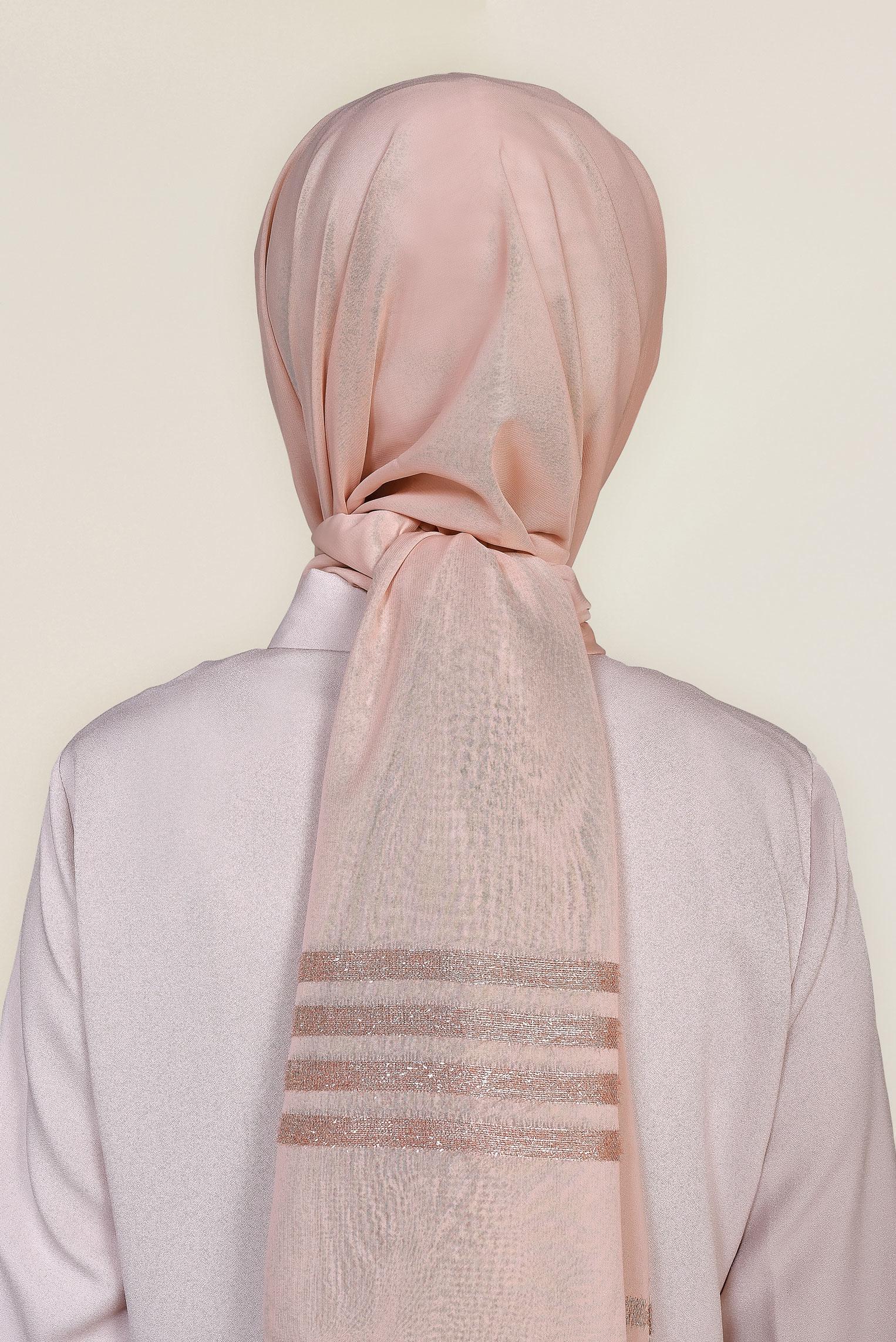 Tesettür giyim PUDRA 9955 ALVİNA SİM ŞERİT ŞAL