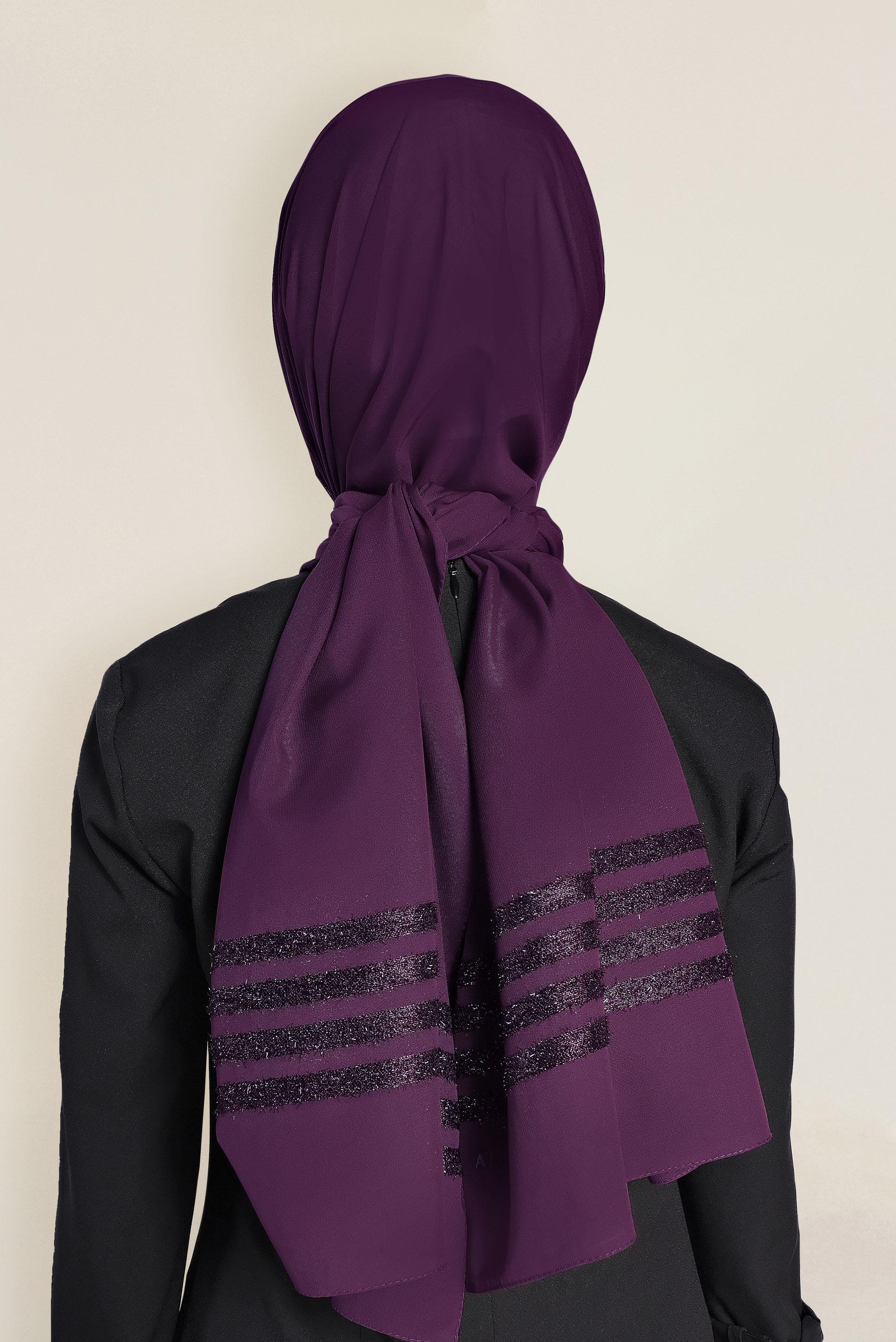 Tesettür giyim MOR 9955 ALVİNA SİM ŞERİT ŞAL