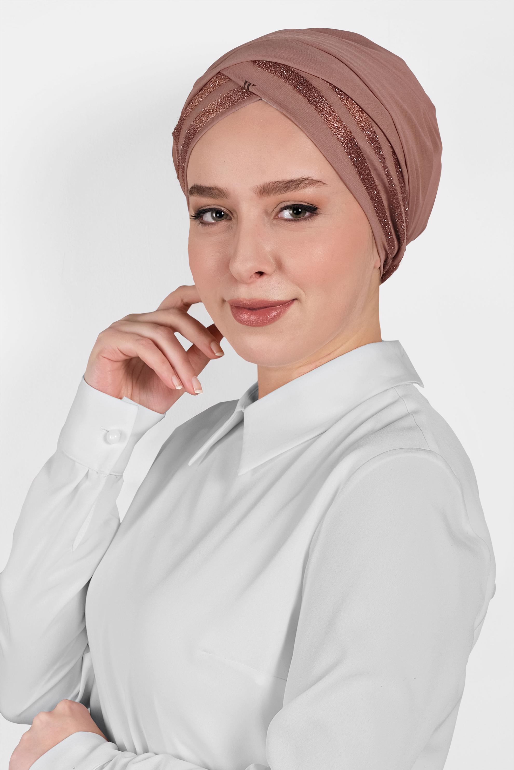 Tesettür giyim KAHVE 9955 ALVİNA SİM ŞERİT ŞAL