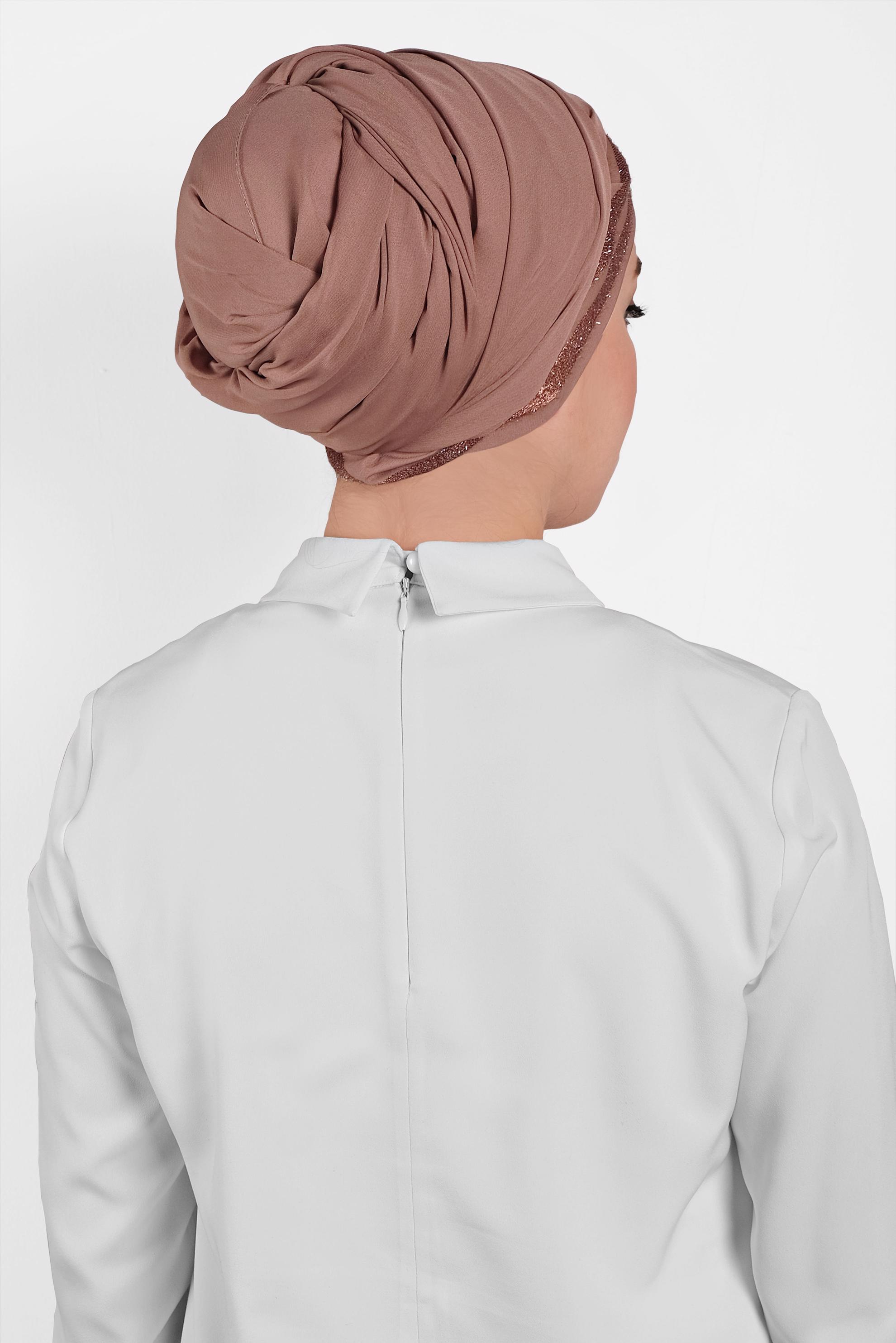 Tesettür giyim KAHVE 9955 ALVİNA SİM ŞERİT ŞAL