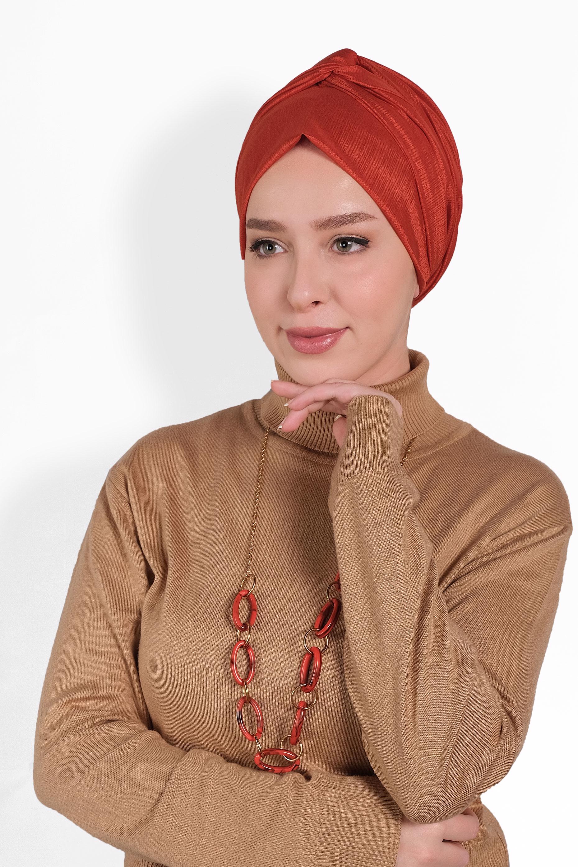 Tesettür giyim TURUNCU 9956 ALVİNA KIRÇILLI ŞAL