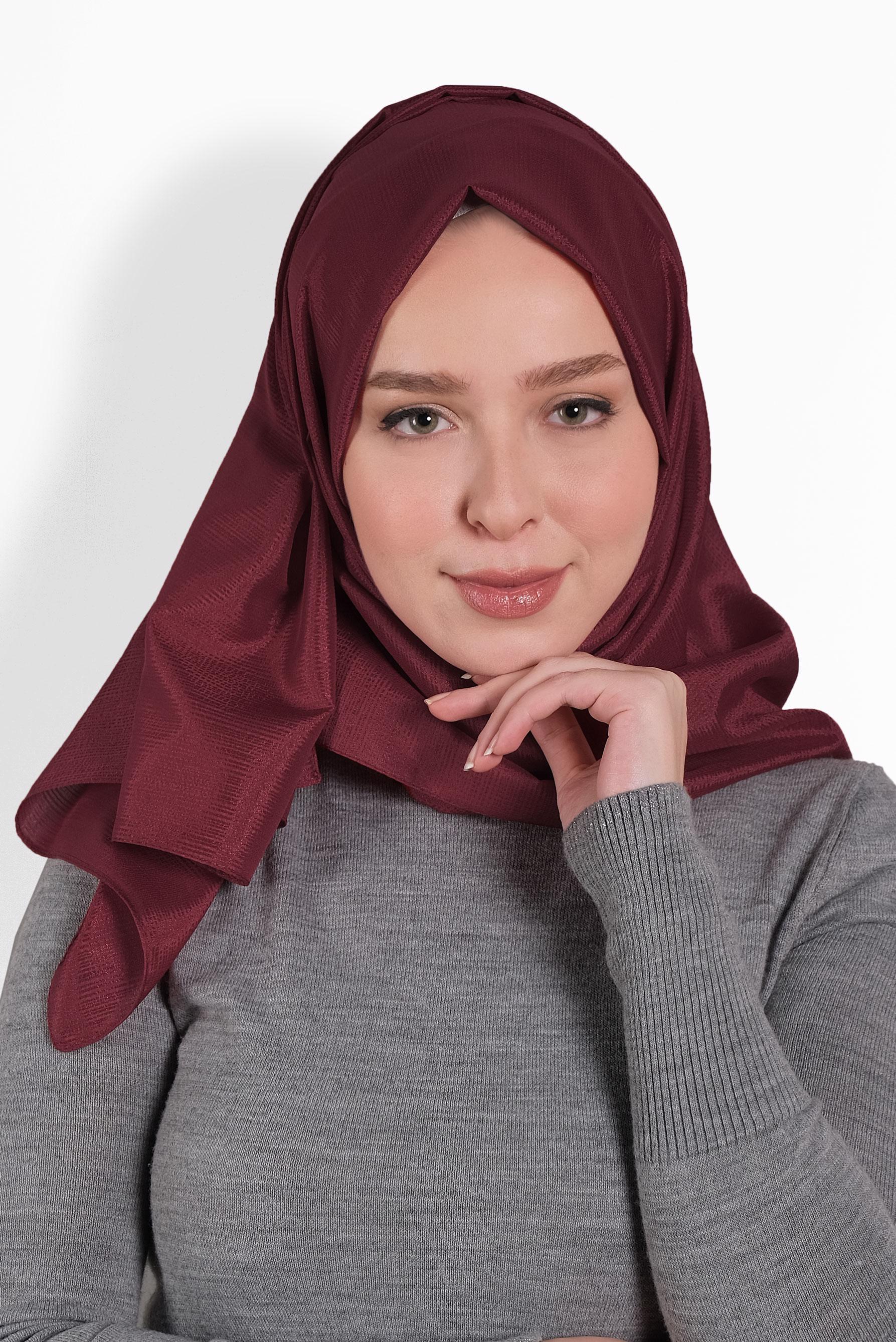 Tesettür giyim BORDO 9956 ALVİNA KIRÇILLI ŞAL