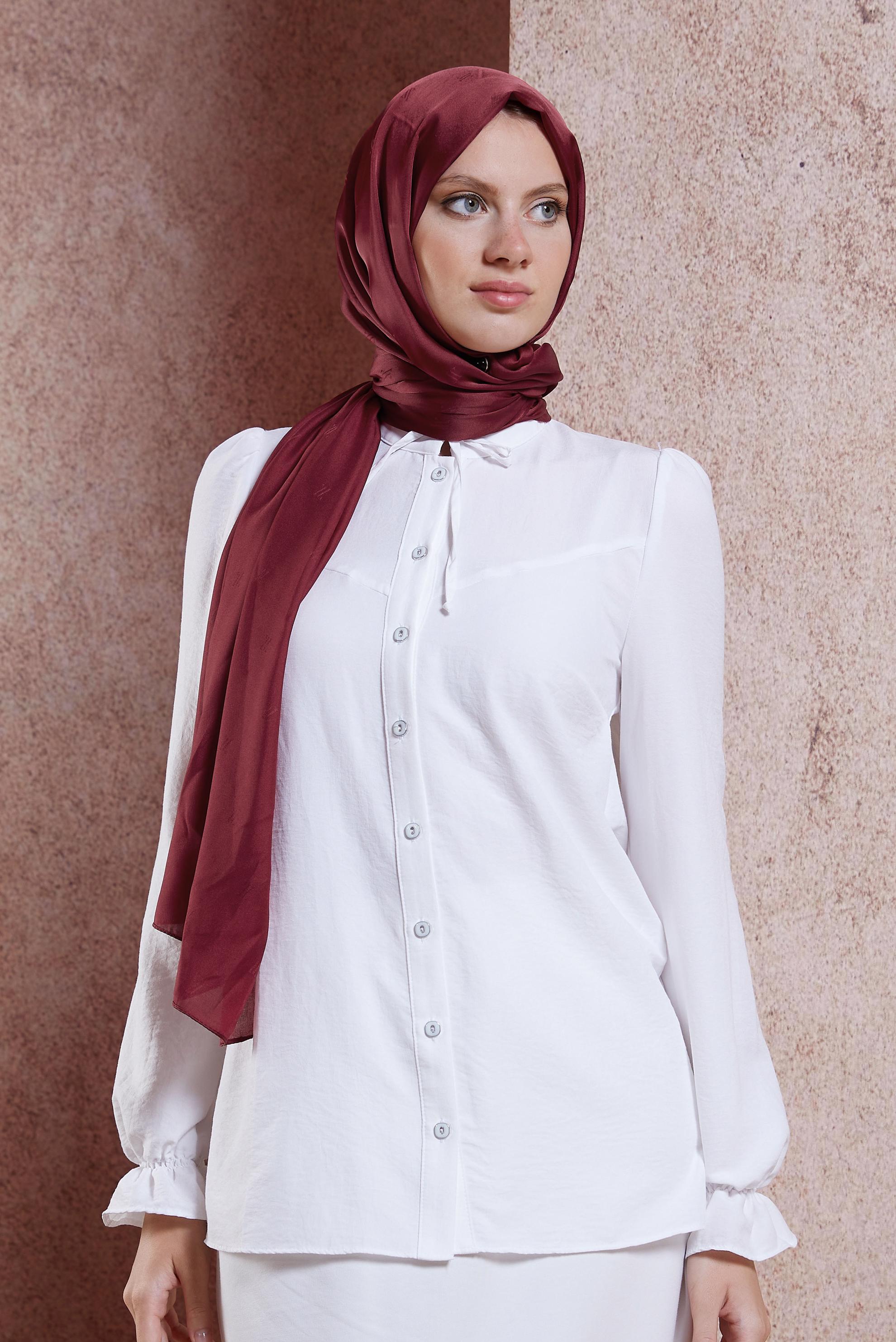 Tesettür giyim BORDO ALVİNA ŞAL 9957