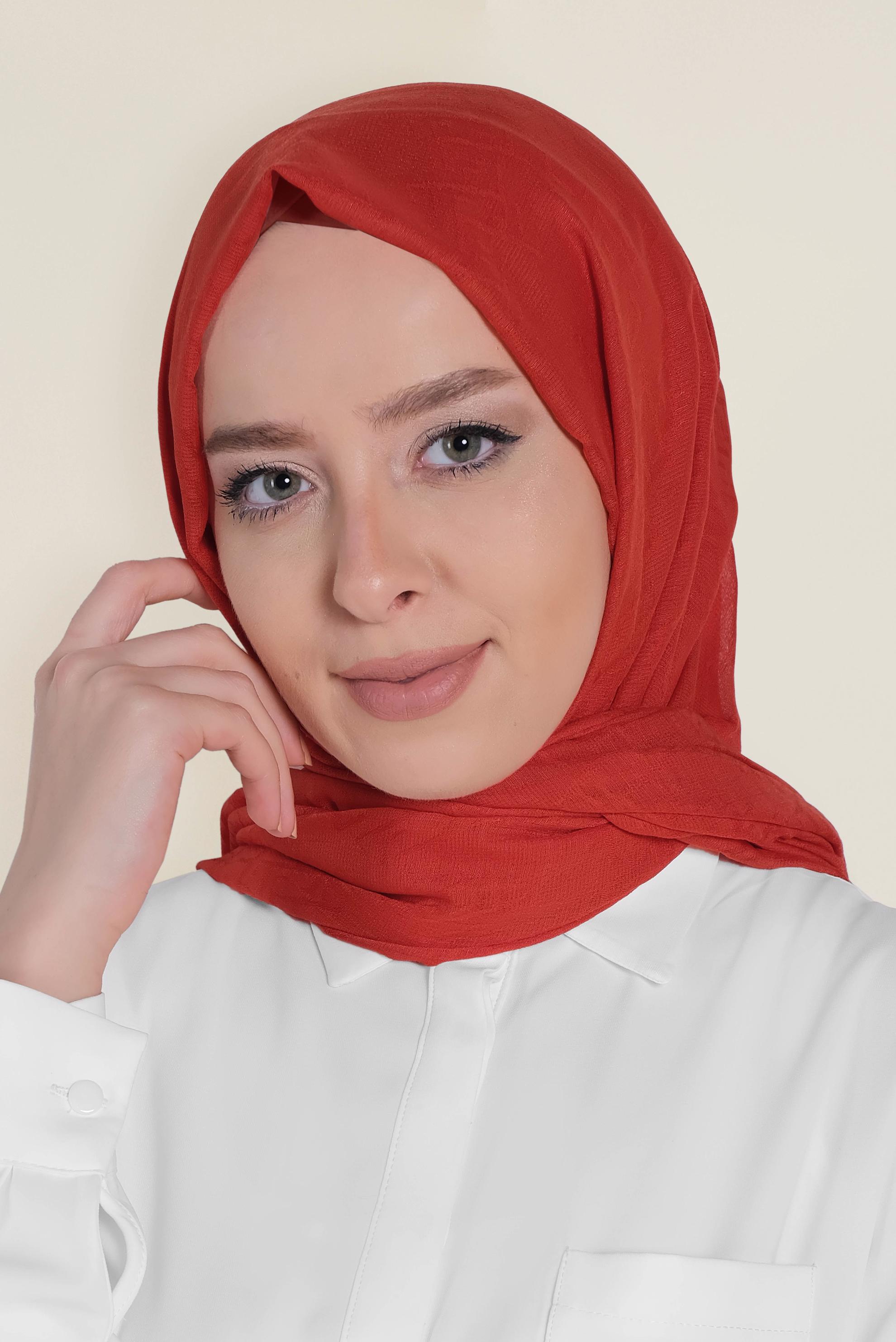 Tesettür giyim TURUNCU 9958 ALVİNA DESENLİ KREP ŞAL