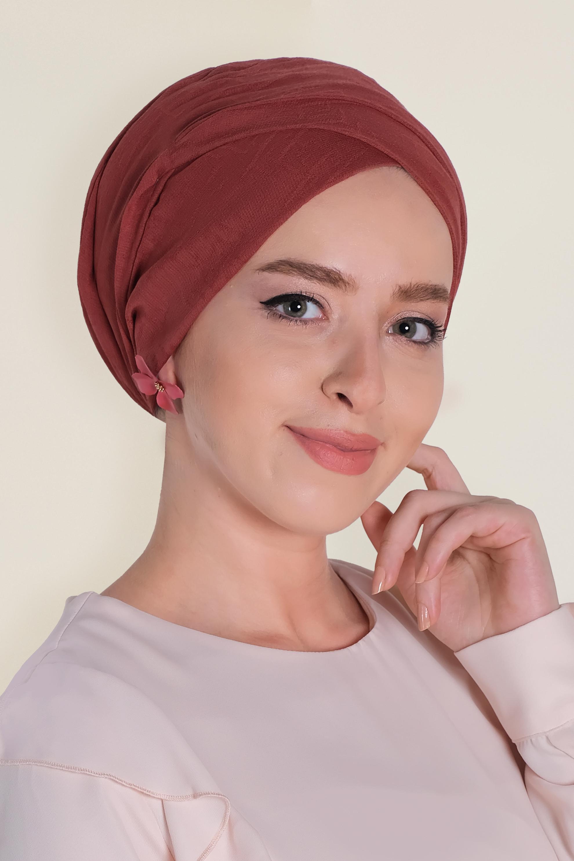 Tesettür giyim TURUNCU 9958 ALVİNA DESENLİ KREP ŞAL