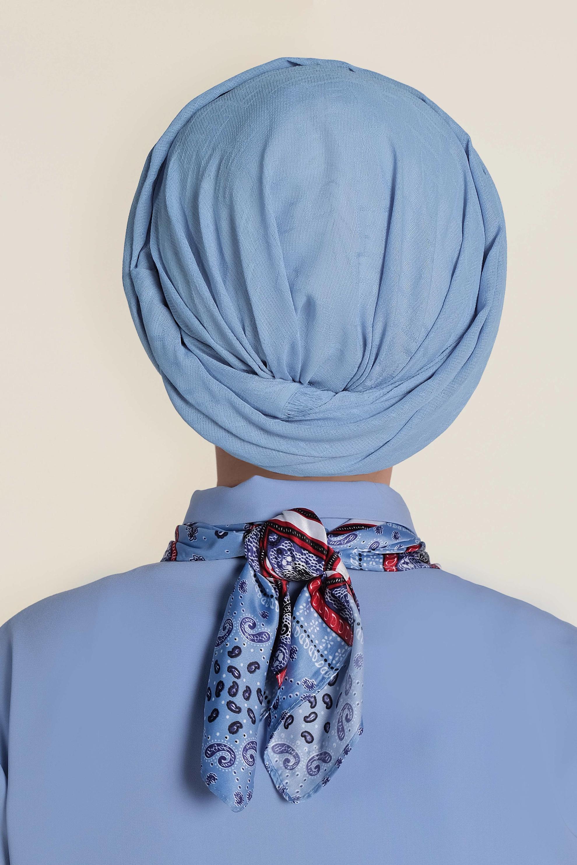 Tesettür giyim MAVİ 9958 ALVİNA DESENLİ KREP ŞAL