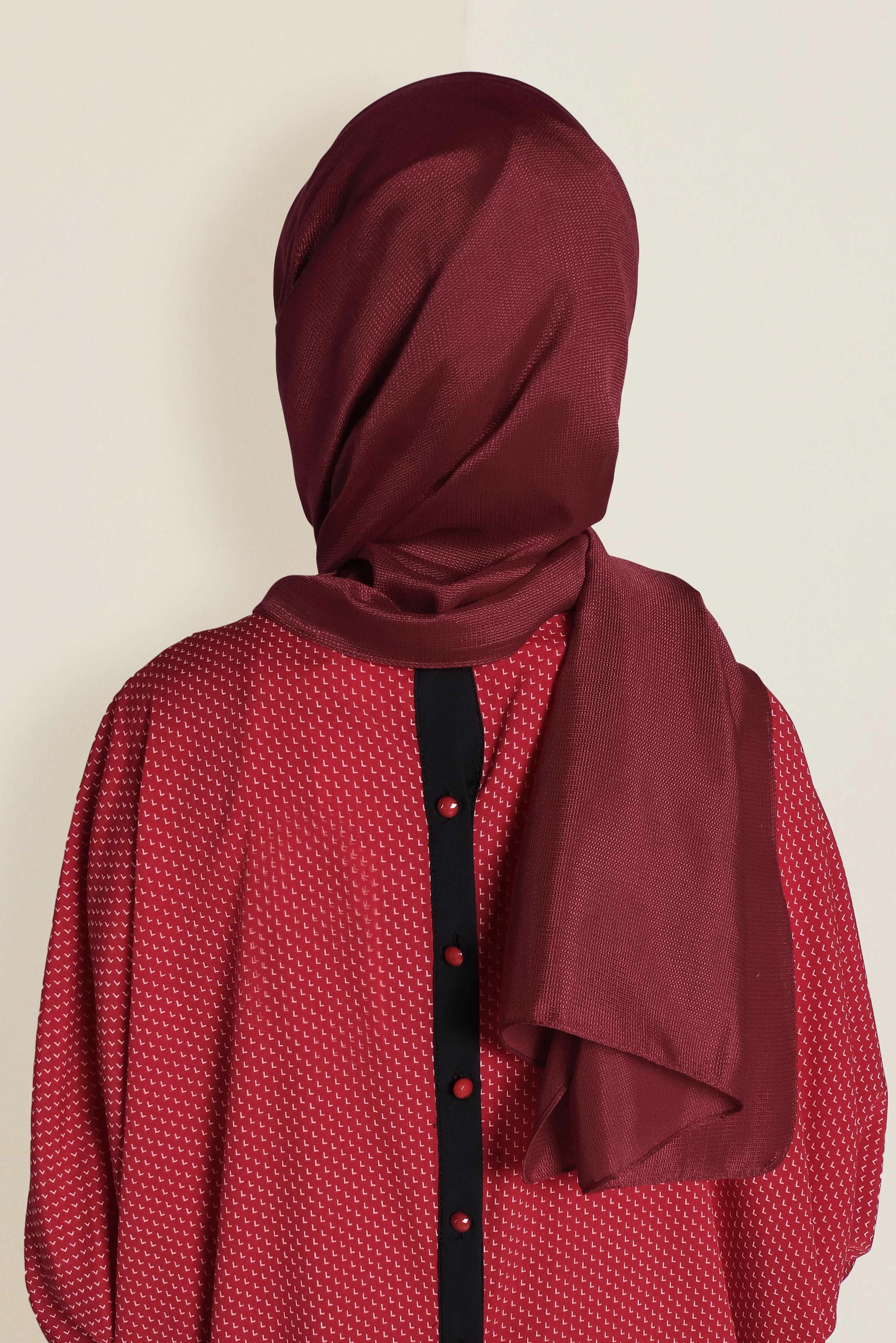 Tesettür giyim BORDO 9959 ALVİNA PARLAK PÜTÜRLÜ ABİYE ŞAL