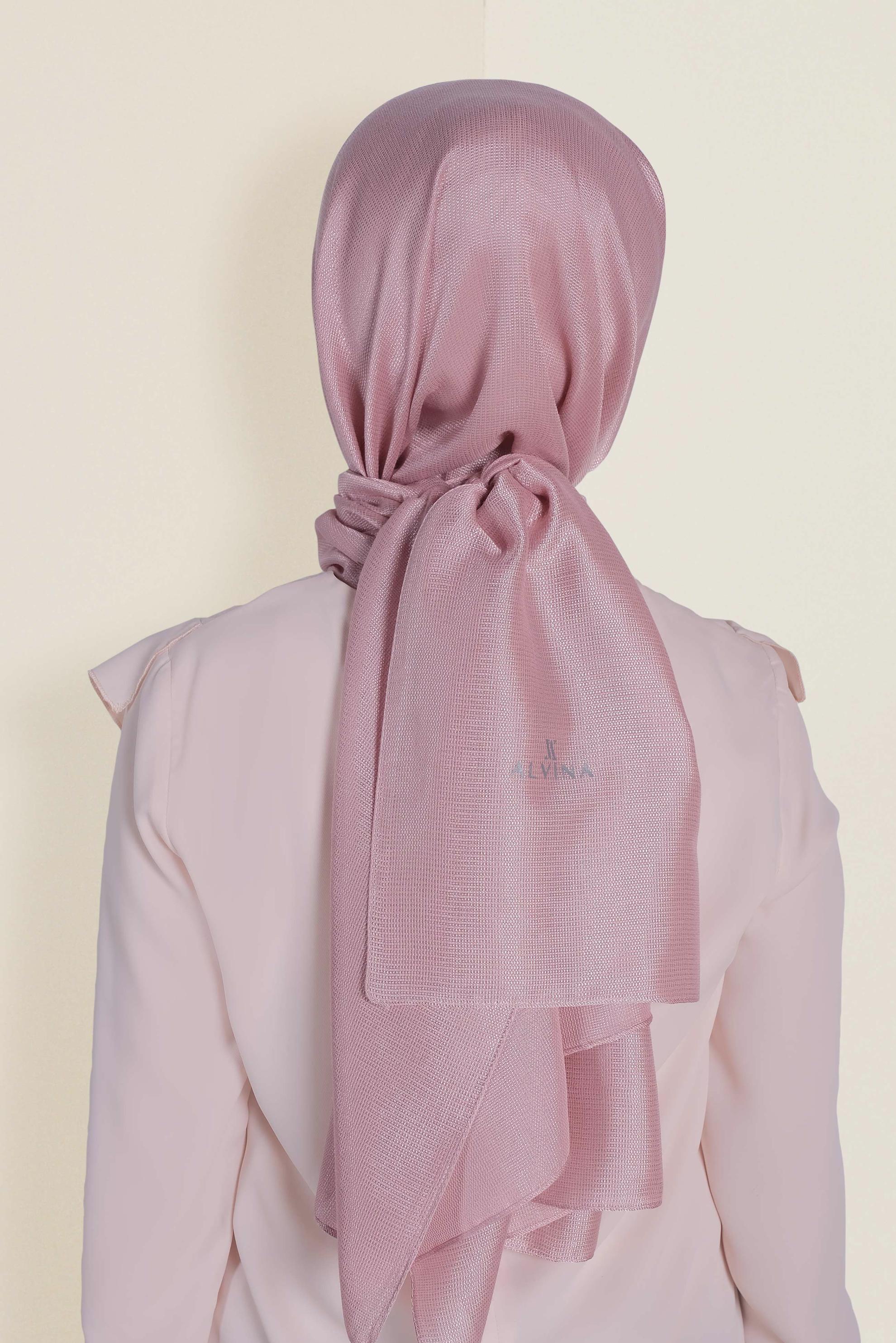 Vêtements hijab POUDRE 9959 ALVİNA PARLAK PÜTÜRLÜ ABİYE ŞAL