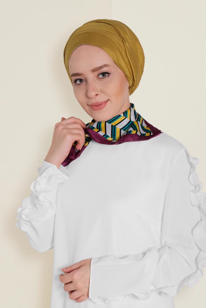 Tesettür giyim SARI 9959 ALVİNA PARLAK PÜTÜRLÜ ABİYE ŞAL - ALVİNA