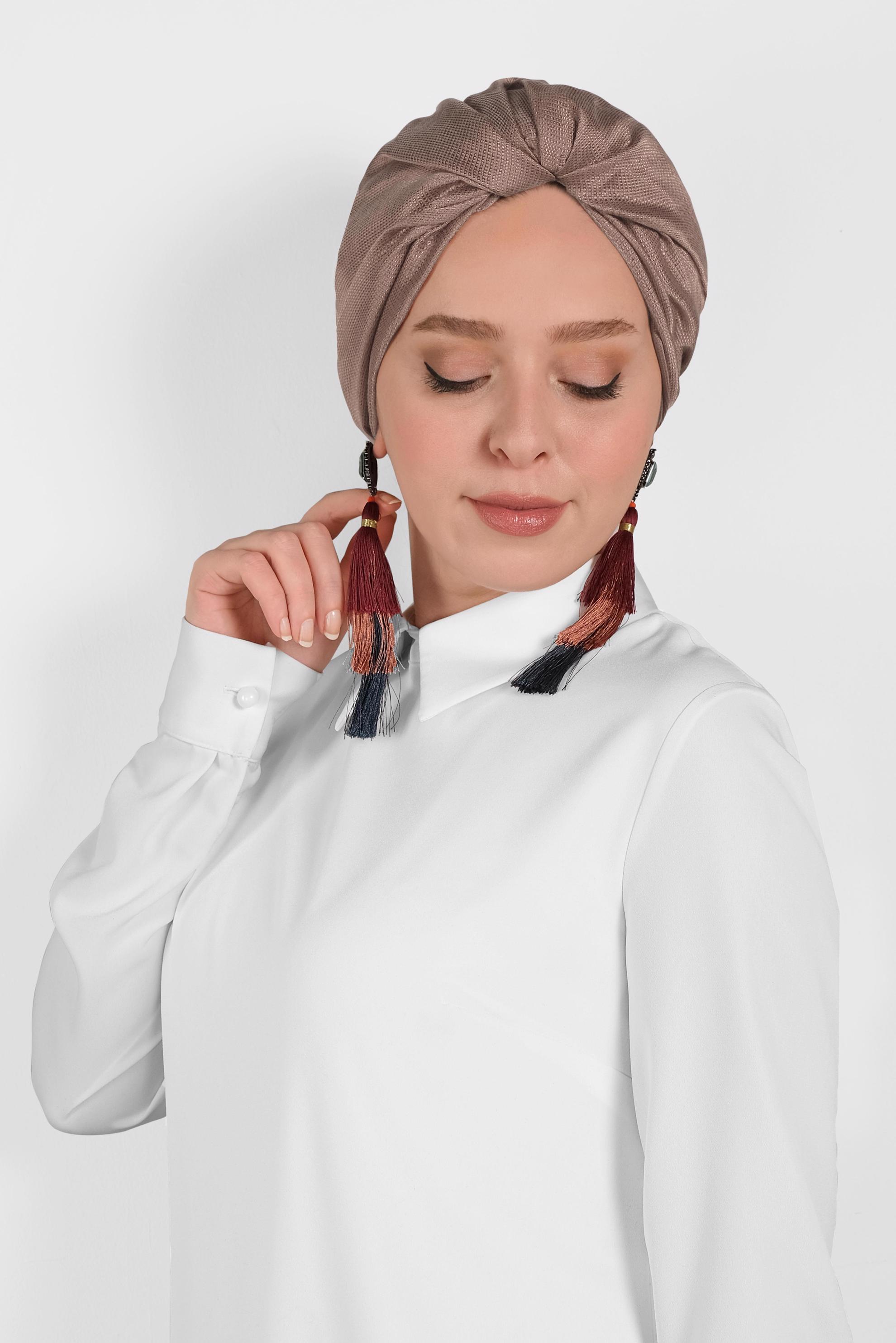 Hijab clothing MINK 9959 ALVİNA PARLAK PÜTÜRLÜ ABİYE ŞAL