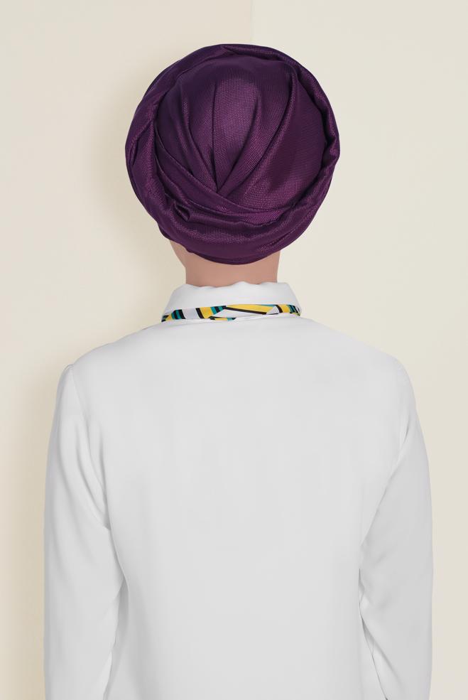 Vêtements hijab POURPRE 9959 ALVİNA PARLAK PÜTÜRLÜ ABİYE ŞAL - ALVİNA