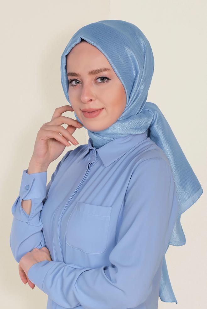 Vêtements hijab BLEU 9959 ALVİNA PARLAK PÜTÜRLÜ ABİYE ŞAL - ALVİNA